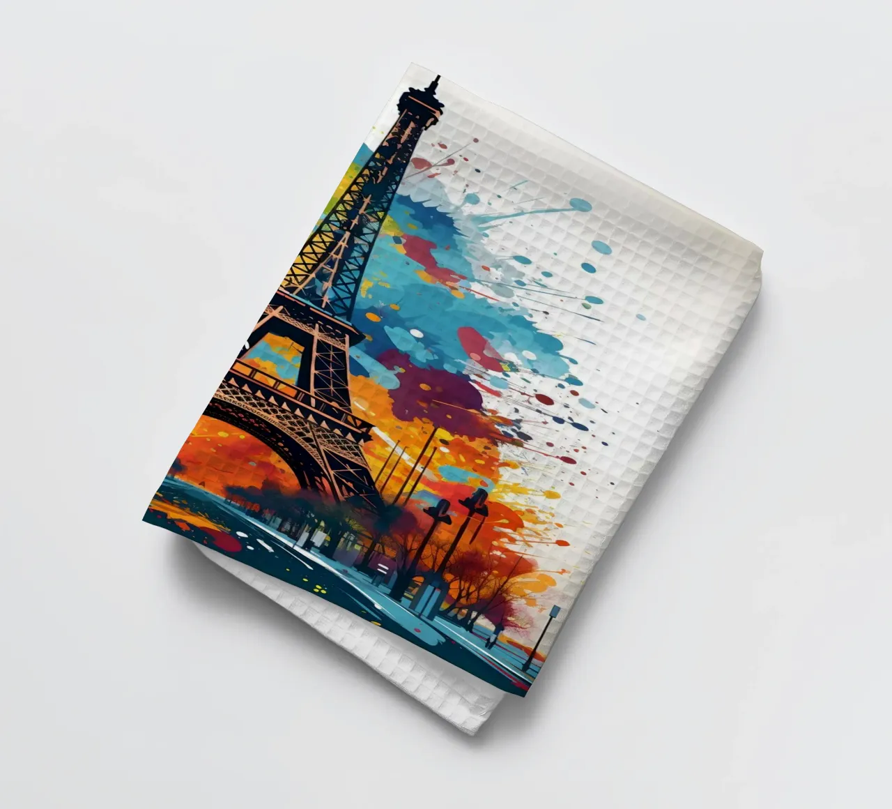 Torre Eiffel spruzzi di colore d'arte canovaccio da cucina da Vintage Travel Art