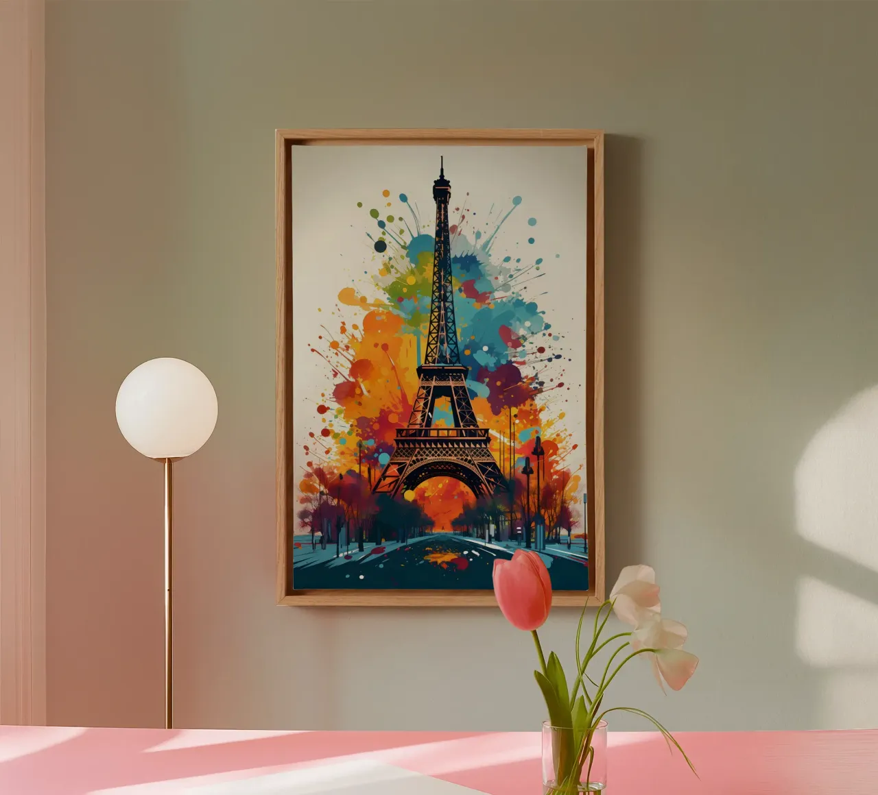 Eiffel Tower splashes of colour art canvas by Vintage Travel Art