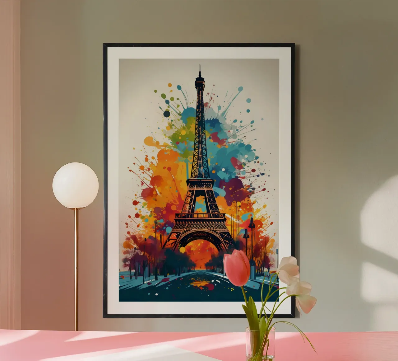 Eiffel Tower splashes of colour art hahnemühle by Vintage Travel Art