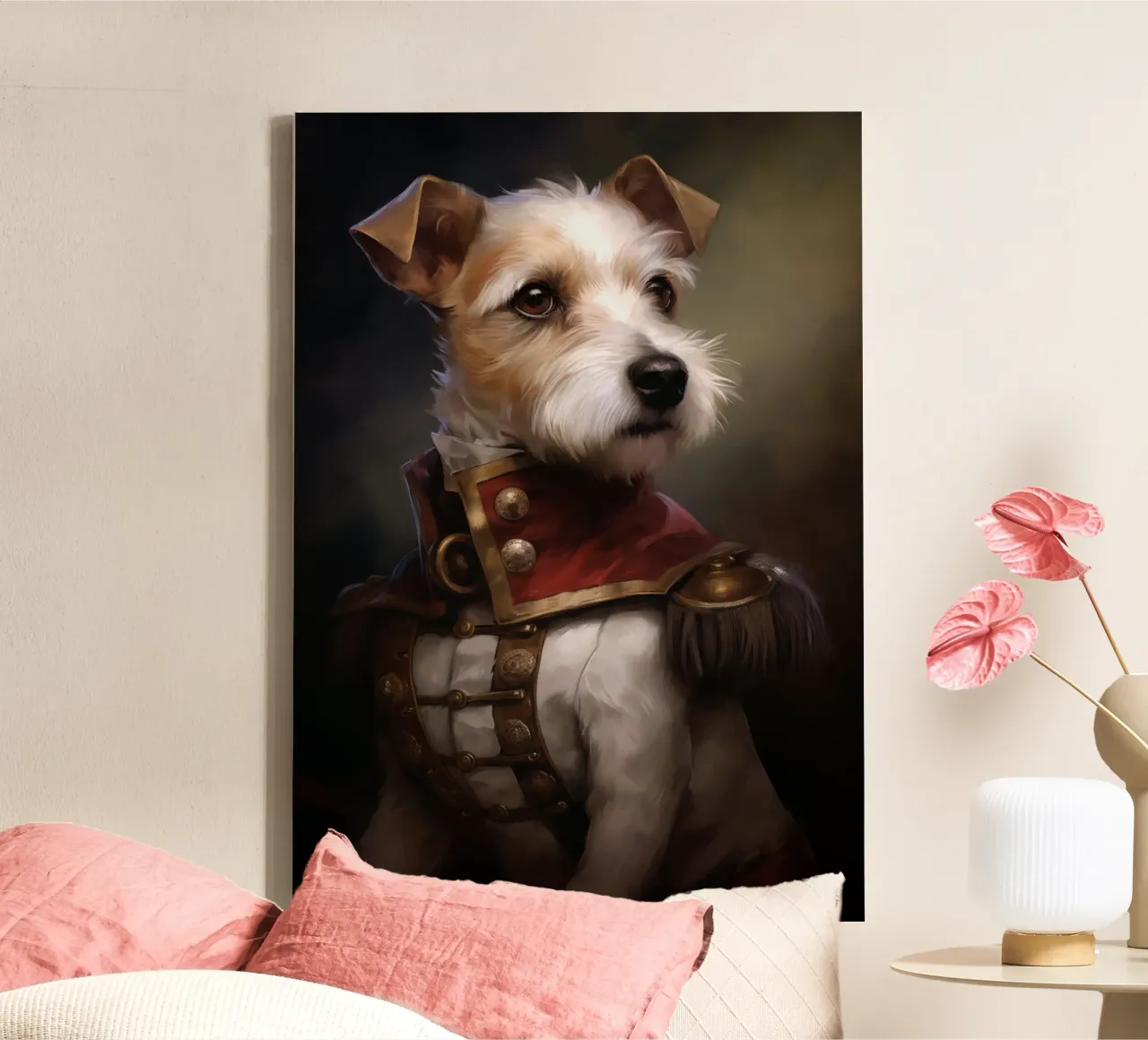 Hond Commandant canvas met Baklijst van Fleur de Lys