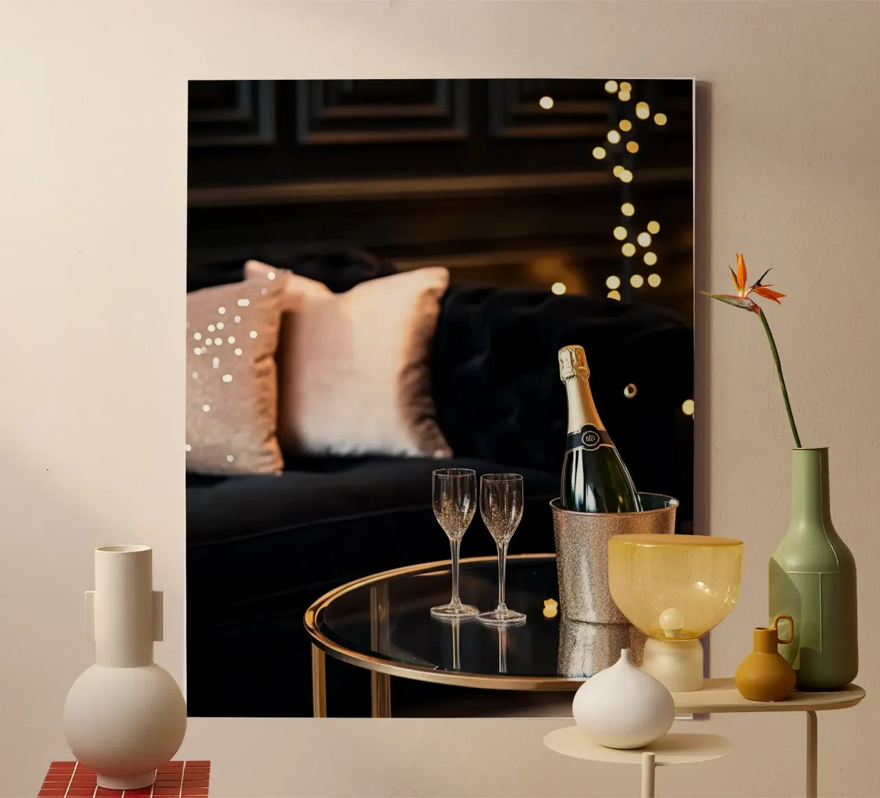 Glam Glow canvas met Baklijst van PhotoVibe Decor