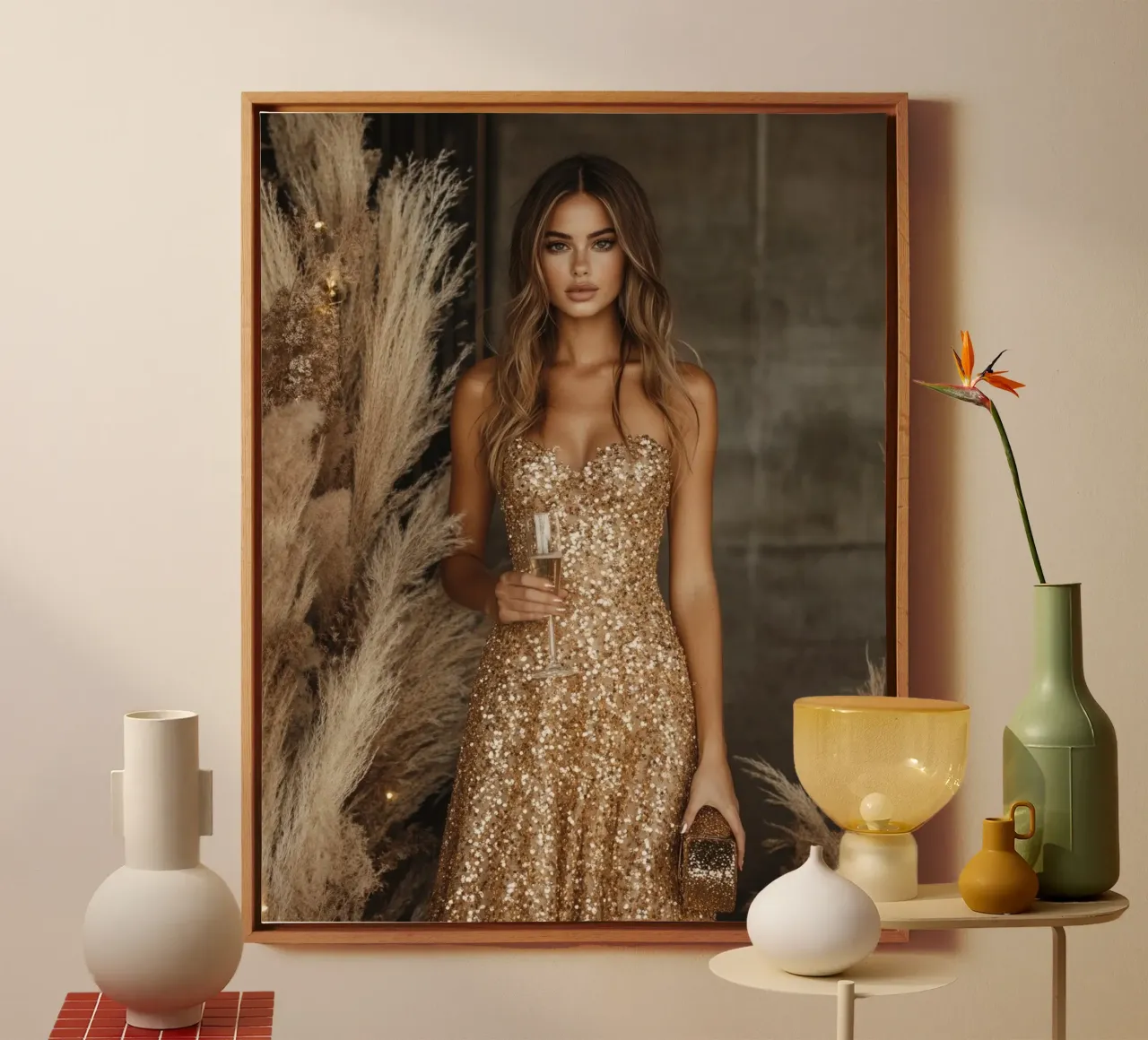 Bagliore glam tela con Cornice a cassetta da PhotoVibe Decor