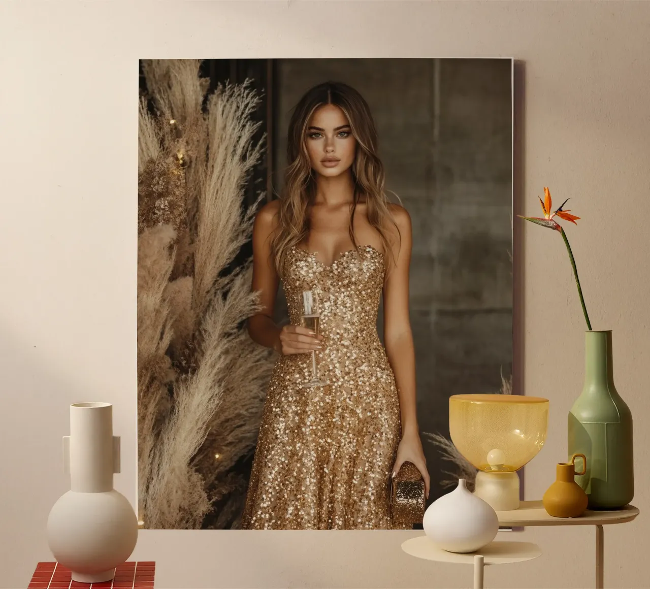 Bagliore glam tela con Cornice a cassetta da PhotoVibe Decor