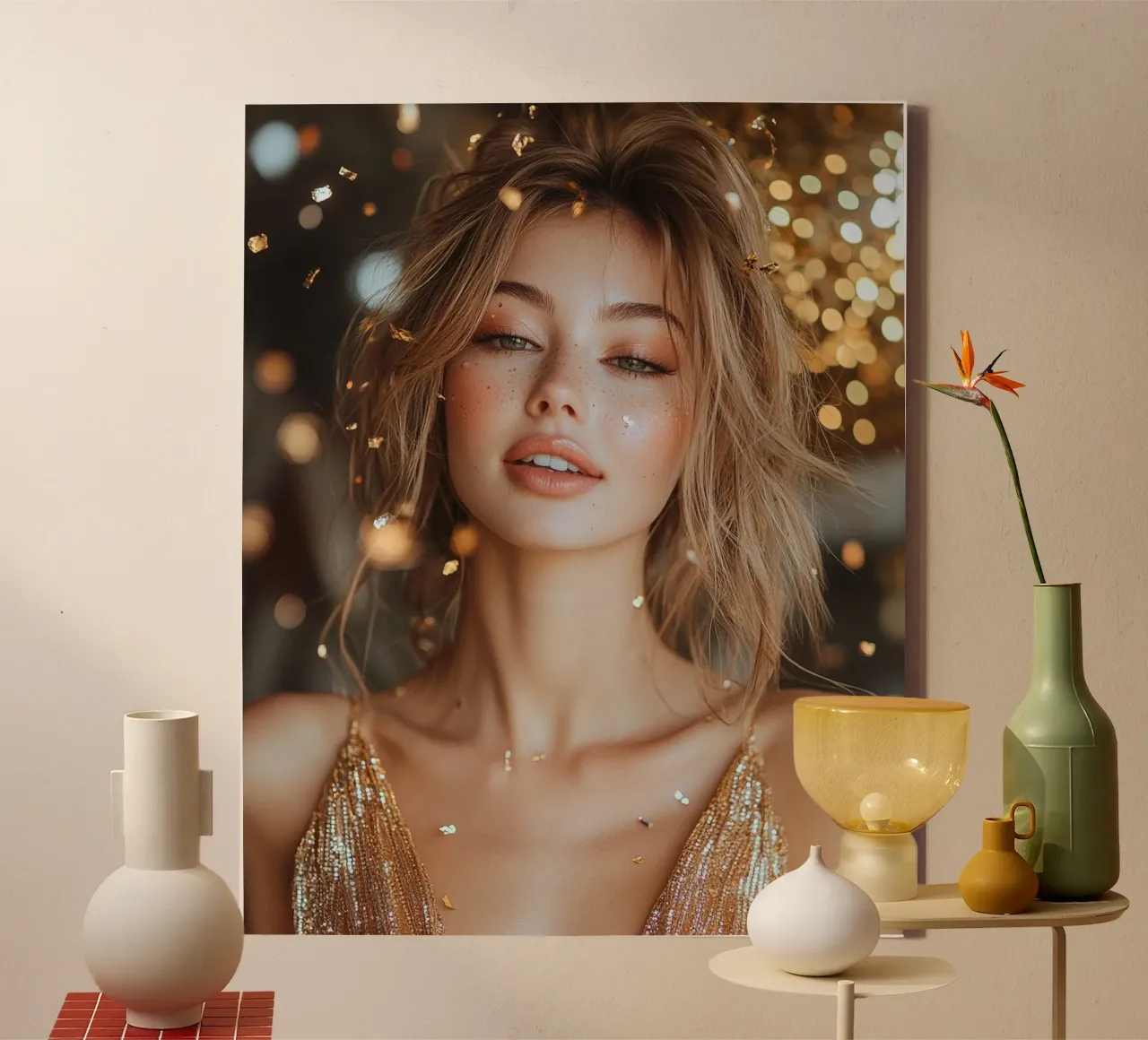 Glam Glow canvas met Baklijst van PhotoVibe Decor