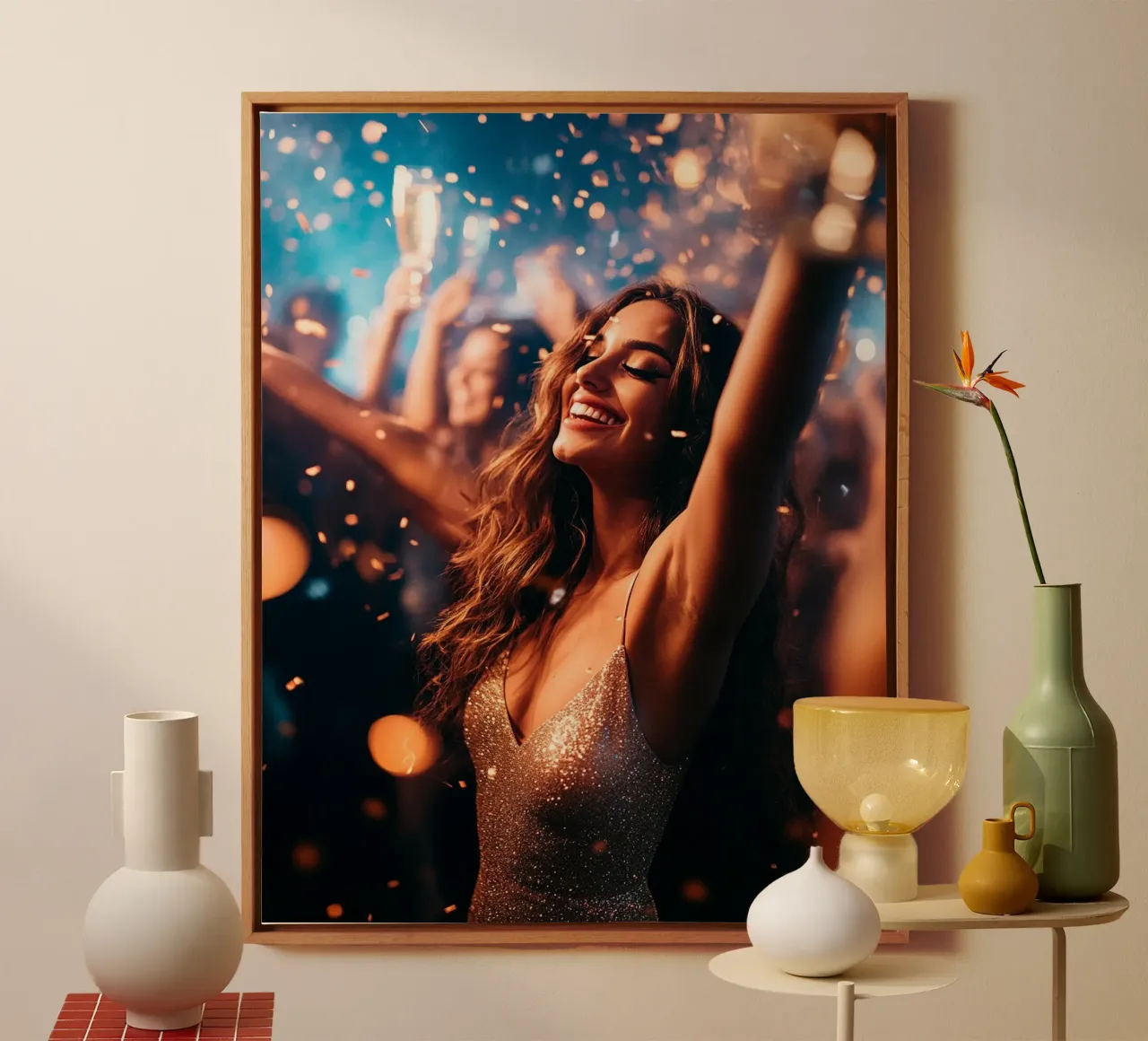 Glam Glow canvas with Floater frame by PhotoVibe Decor