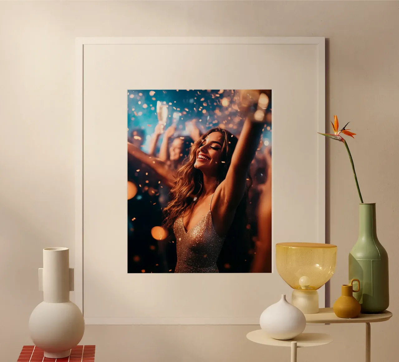 Bagliore glam poster con telaio in legno da PhotoVibe Decor