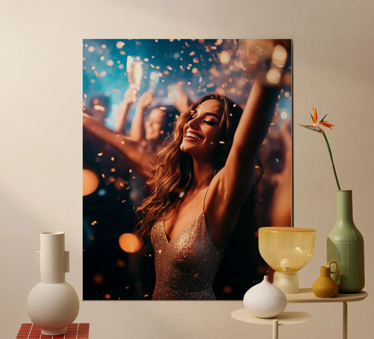 Bagliore glam poster con telaio in legno da PhotoVibe Decor