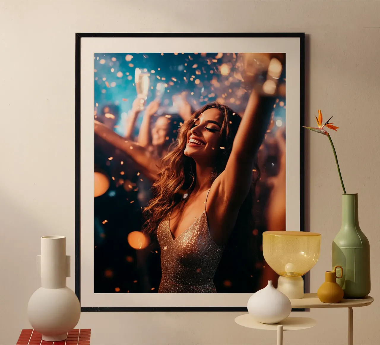 Bagliore glam poster con telaio in legno da PhotoVibe Decor