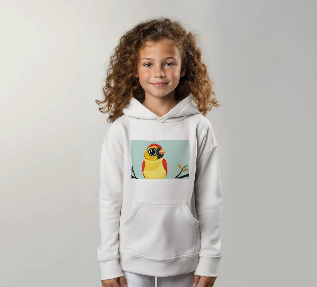 Fringuello colorato appollaiato su un ramo felpa bambino con cappuccio da DesignDoodle