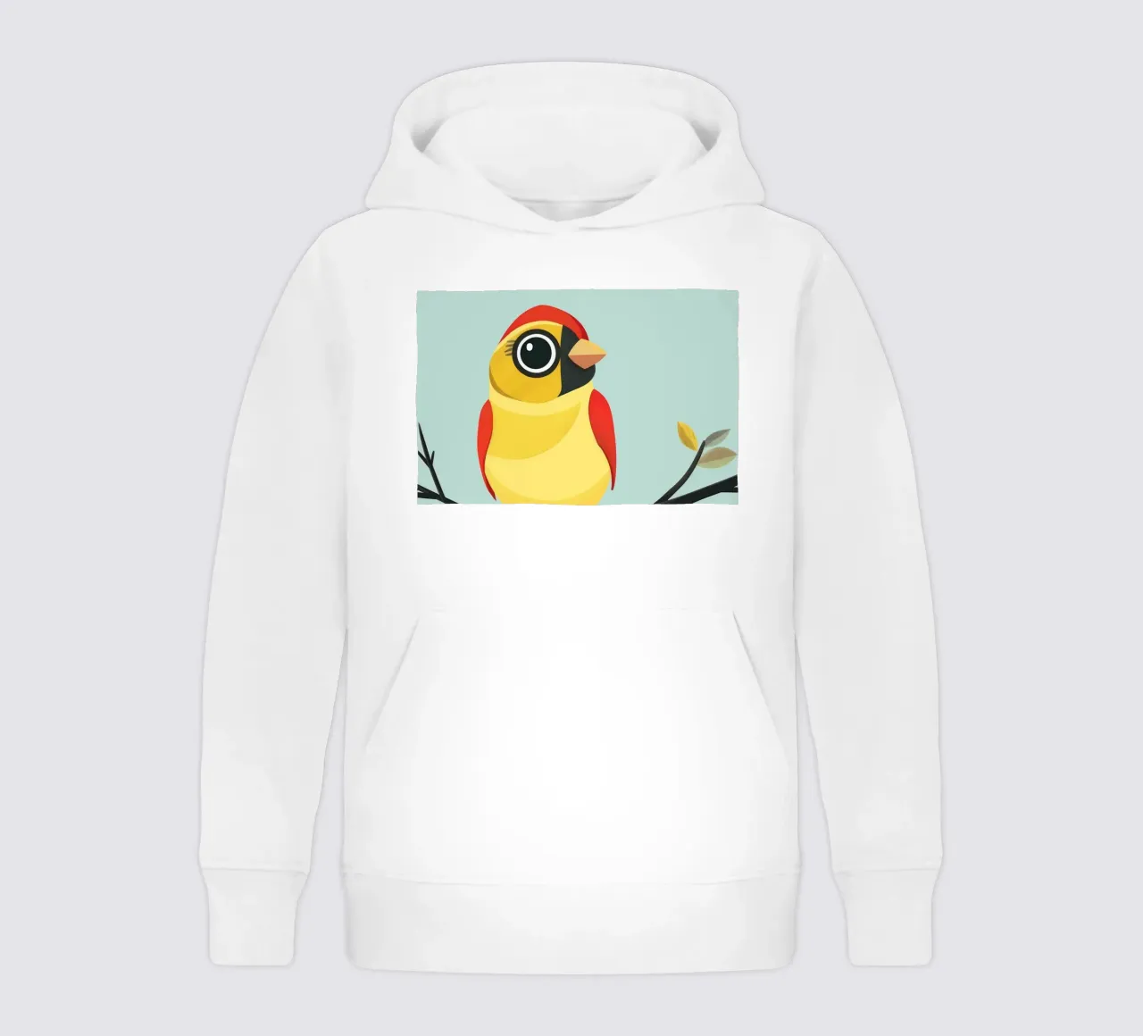 Fringuello colorato appollaiato su un ramo felpa bambino con cappuccio da DesignDoodle