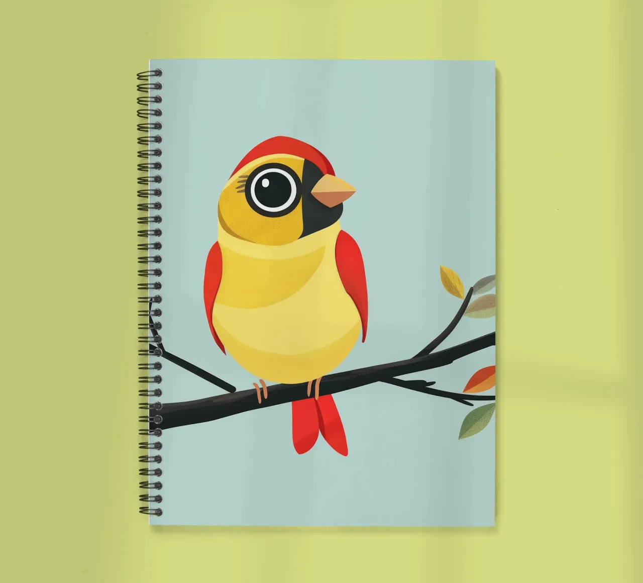 Colorful Finch Perched on Branch spiral notebook by DesignDoodle