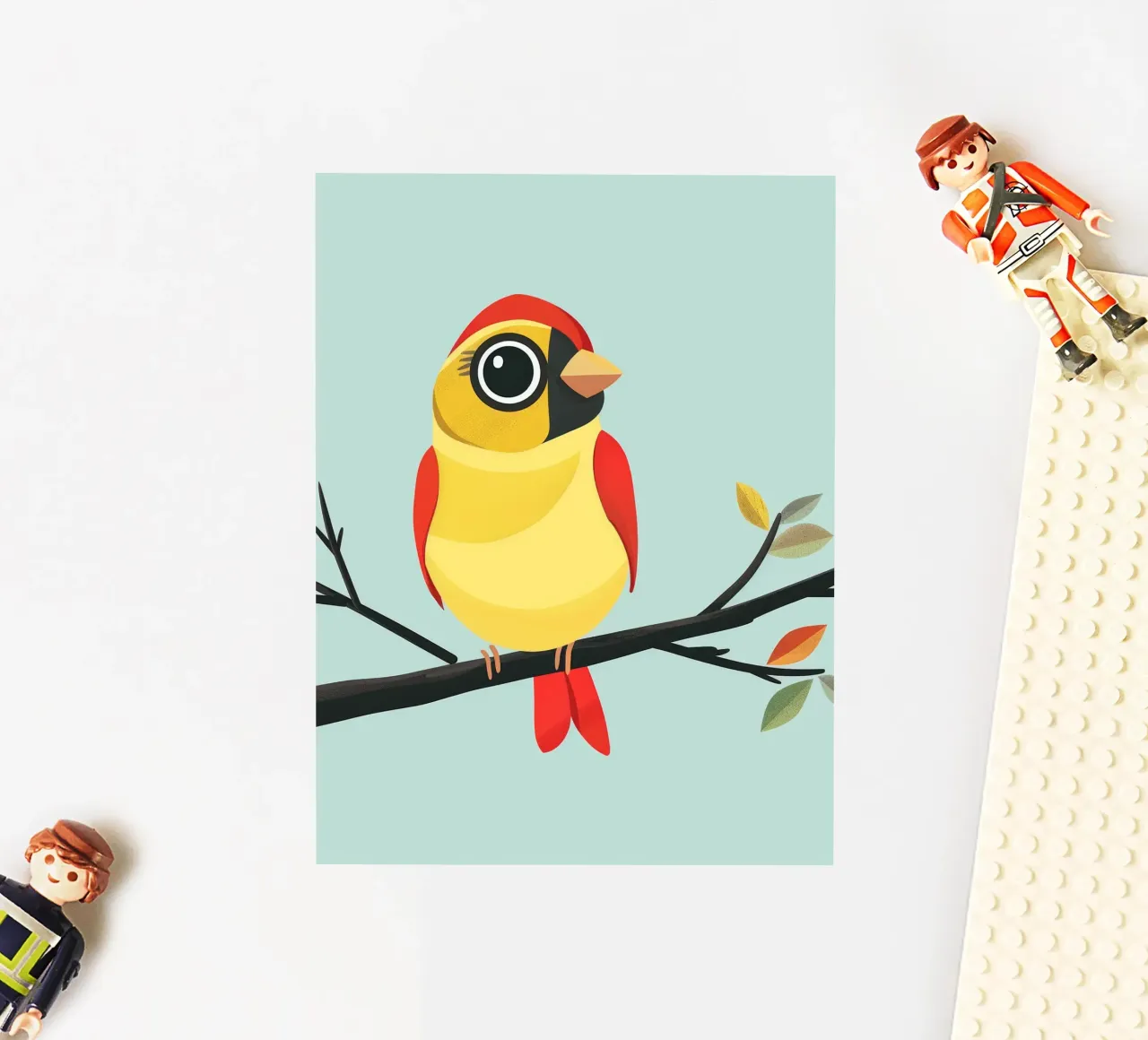 Bunter Fink auf Zweig sitzend Sticker von DesignDoodle