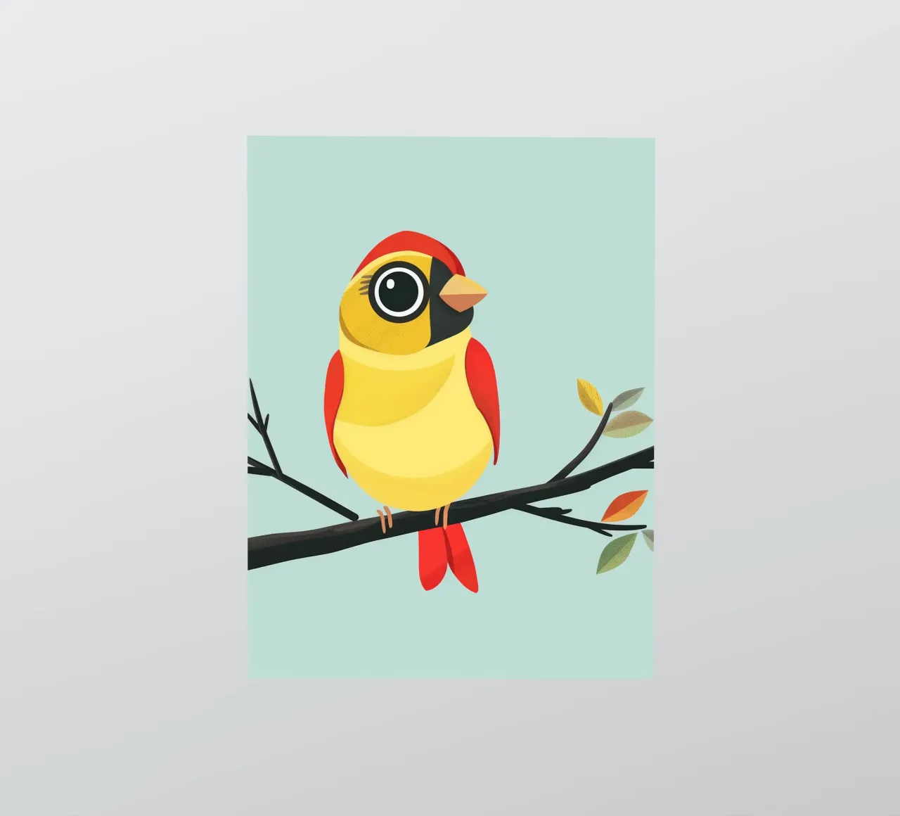 Bunter Fink auf Zweig sitzend Sticker von DesignDoodle