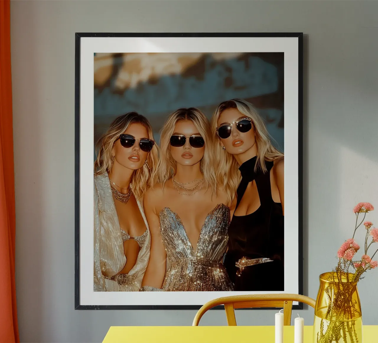 Bagliore glam poster con telaio in legno da PhotoVibe Decor