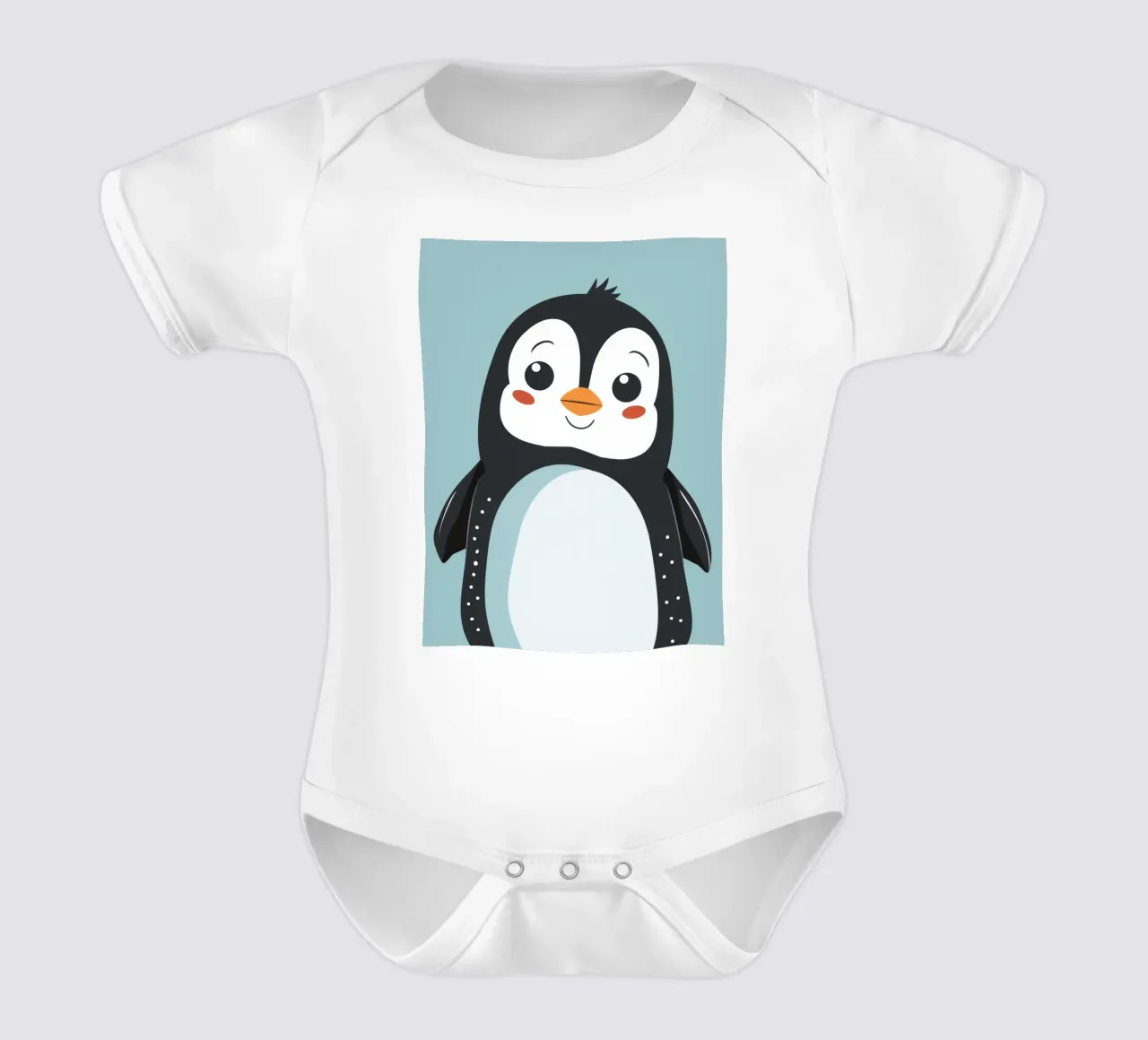 Pinguino giocherellone con le guance rosate body neonato maniche corte da DesignDoodle