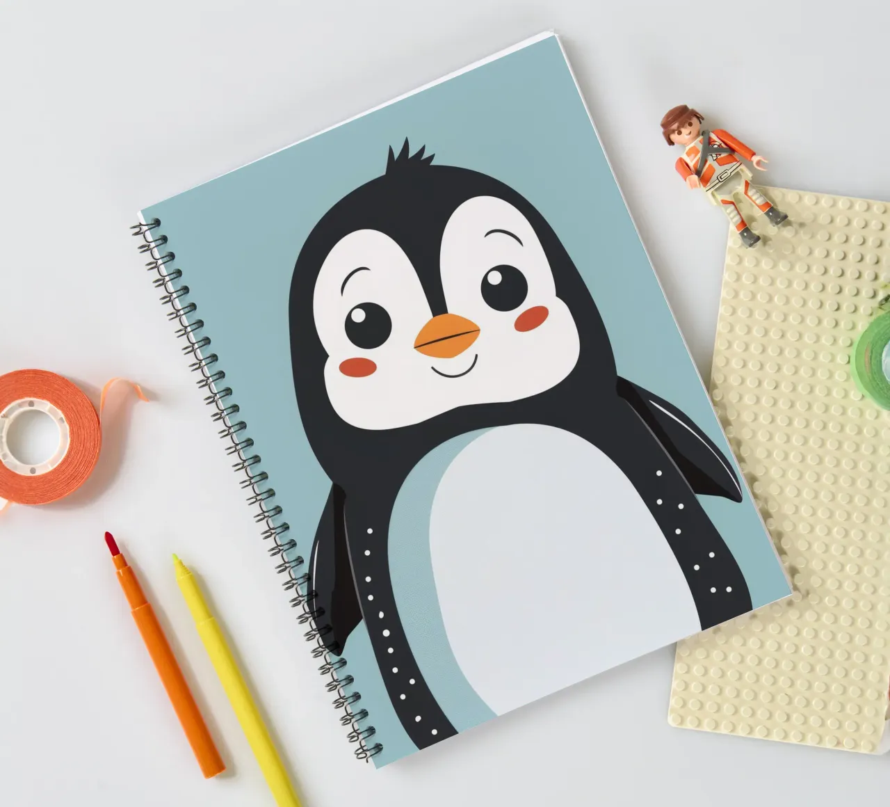 Pinguino giocherellone con le guance rosate diario ad anelli da DesignDoodle