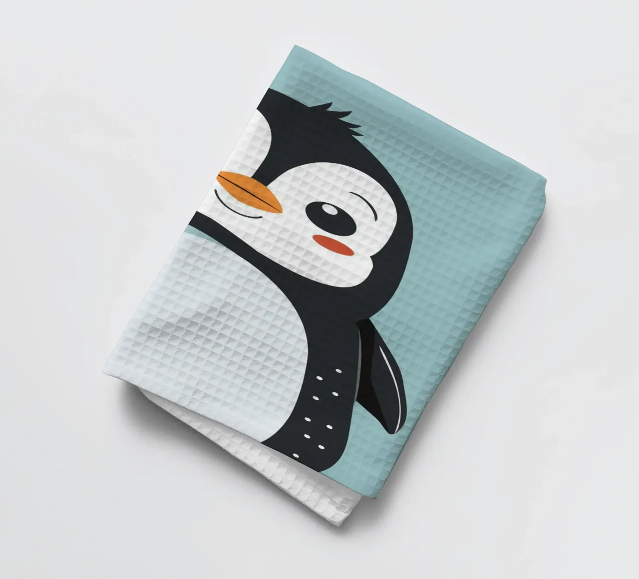 Pinguino giocherellone con le guance rosate canovaccio da cucina da DesignDoodle