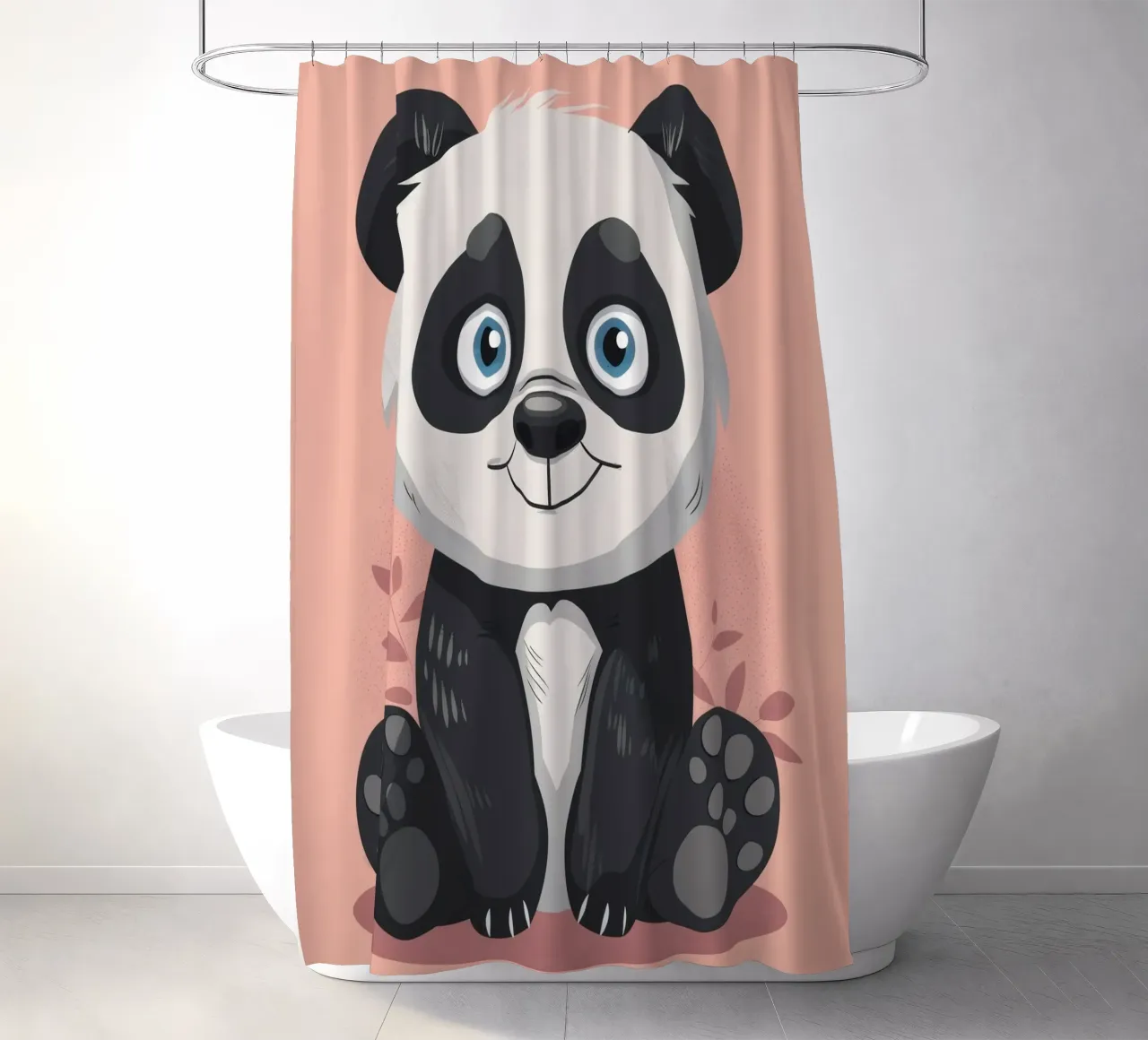 Panda sorridente con caratteristiche morbide tenda da doccia da DesignDoodle