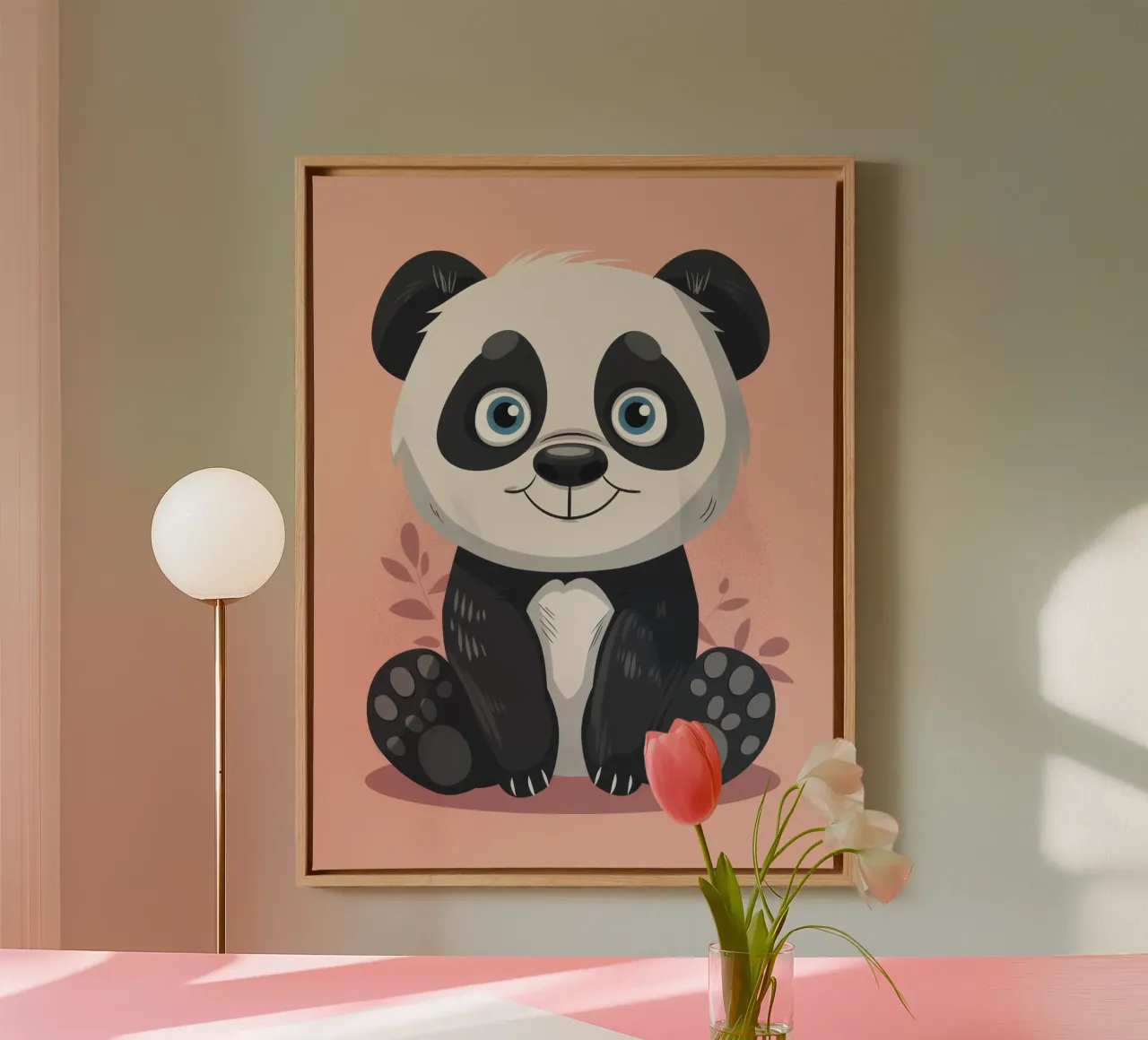 Smiling Panda with Soft Features canvas by DesignDoodle