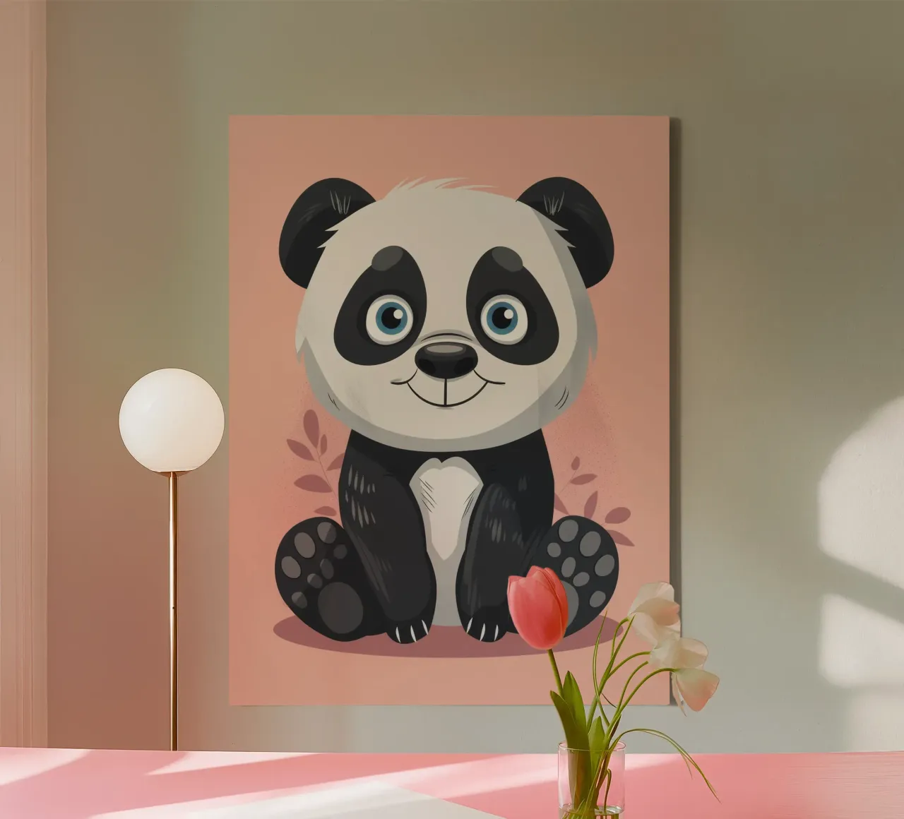 Smiling Panda with Soft Features canvas by DesignDoodle