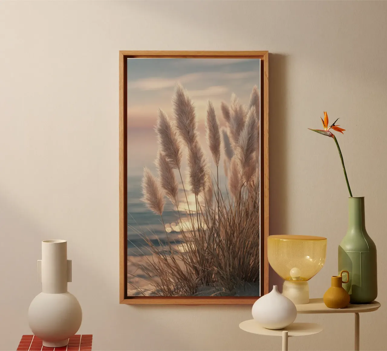 Evening greeting from the dune canvas with Floater frame by Melanie Viola
