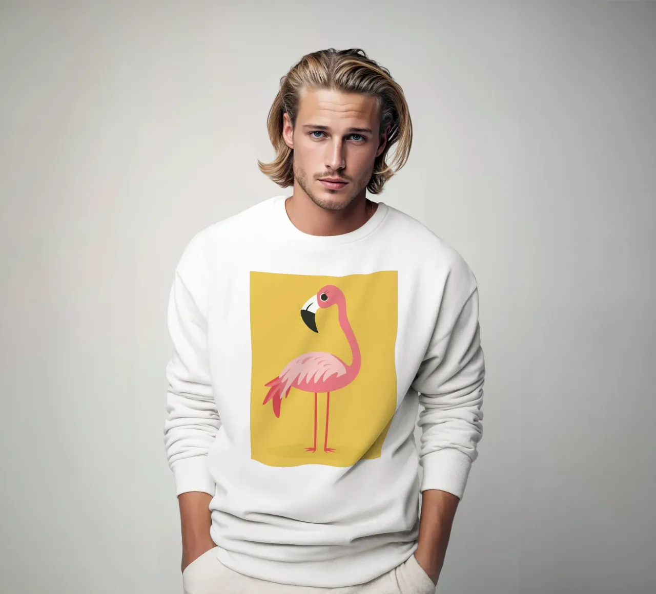 Elegant Flamingo in Soft Pink sweatshirt by DesignDoodle