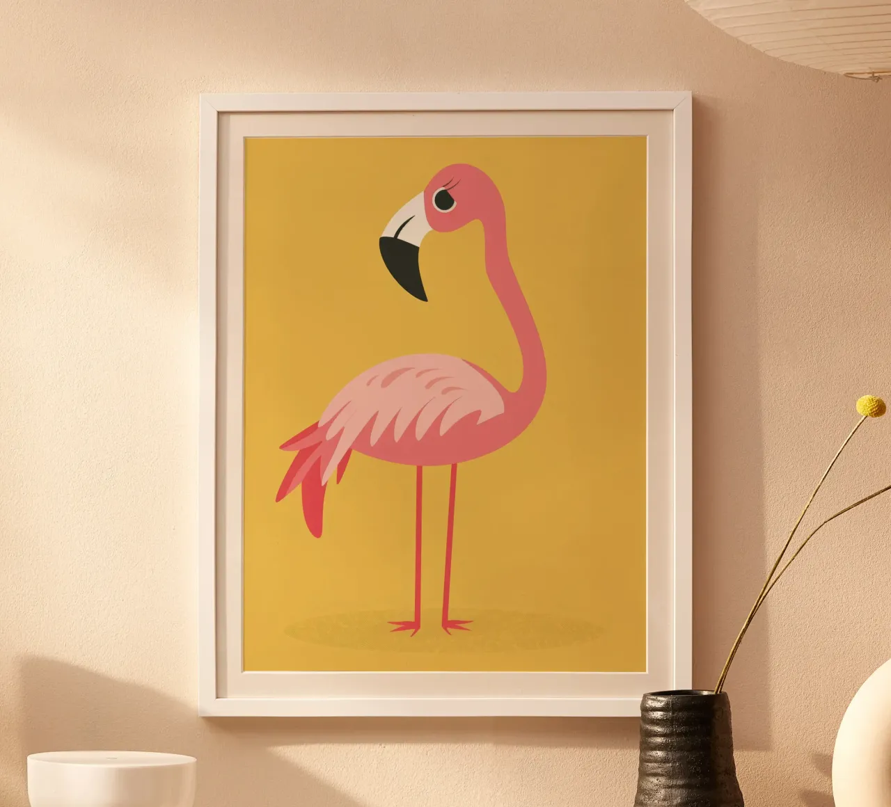 Eleganter Flamingo in zartem Rosa Hahnemühle von DesignDoodle
