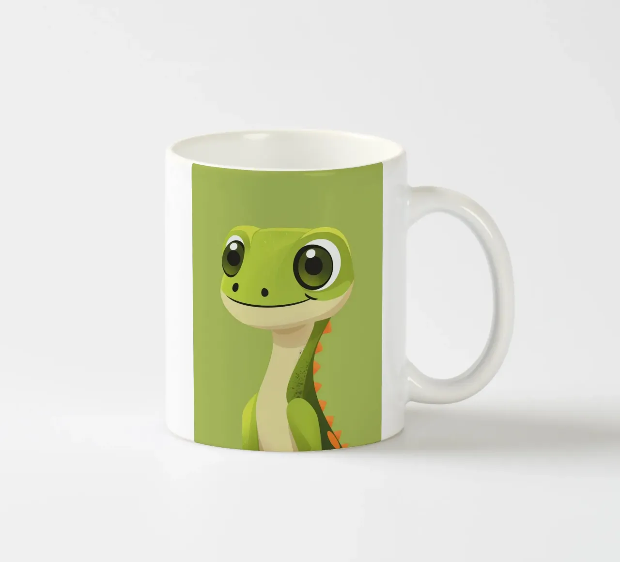 Geco amichevole con occhi grandi e colori brillanti tazza in ceramica da DesignDoodle