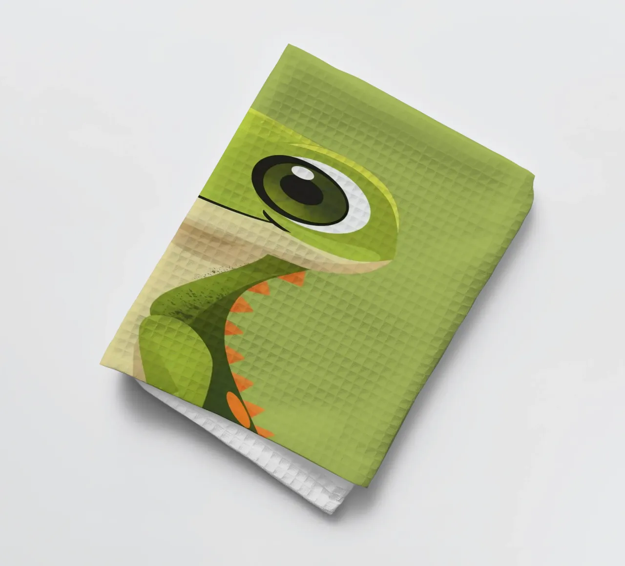 Geco amichevole con occhi grandi e colori brillanti canovaccio da cucina da DesignDoodle