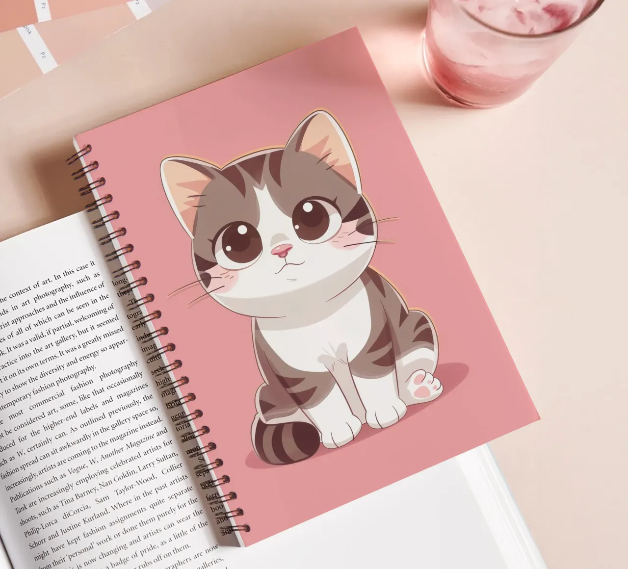 Charming American Curl Cat with Curled Ears spiral notebook by DesignDoodle