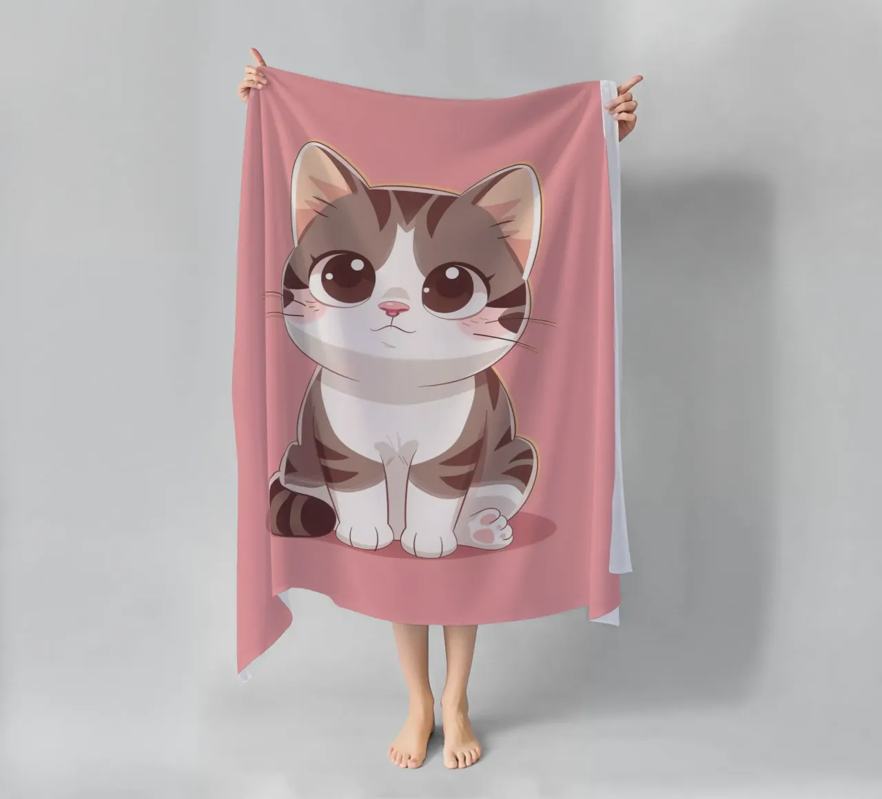 Charming American Curl Cat with Curled Ears beach towel by DesignDoodle