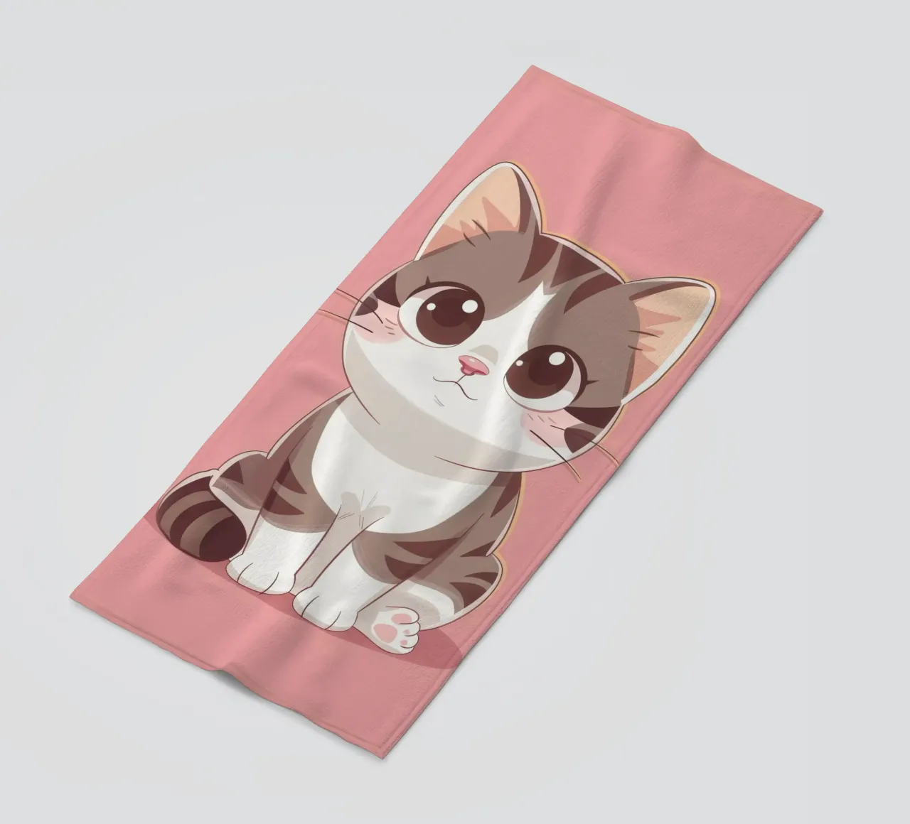 Charming American Curl Cat with Curled Ears beach towel by DesignDoodle