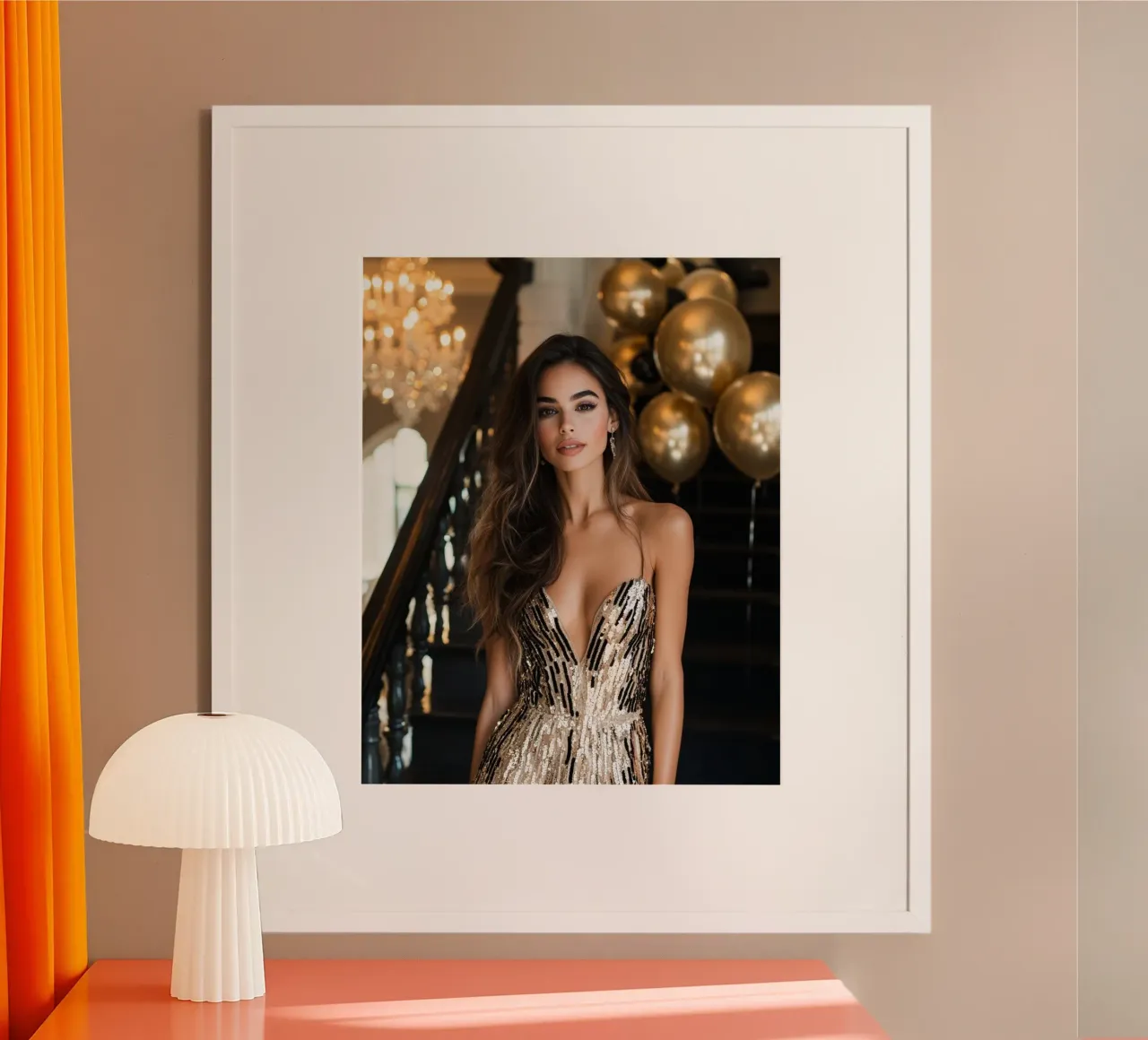 Bagliore glam poster con telaio in legno da PhotoVibe Decor