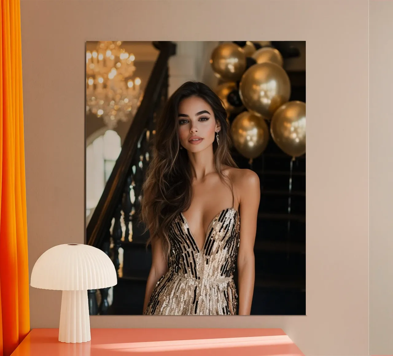 Bagliore glam poster con telaio in legno da PhotoVibe Decor