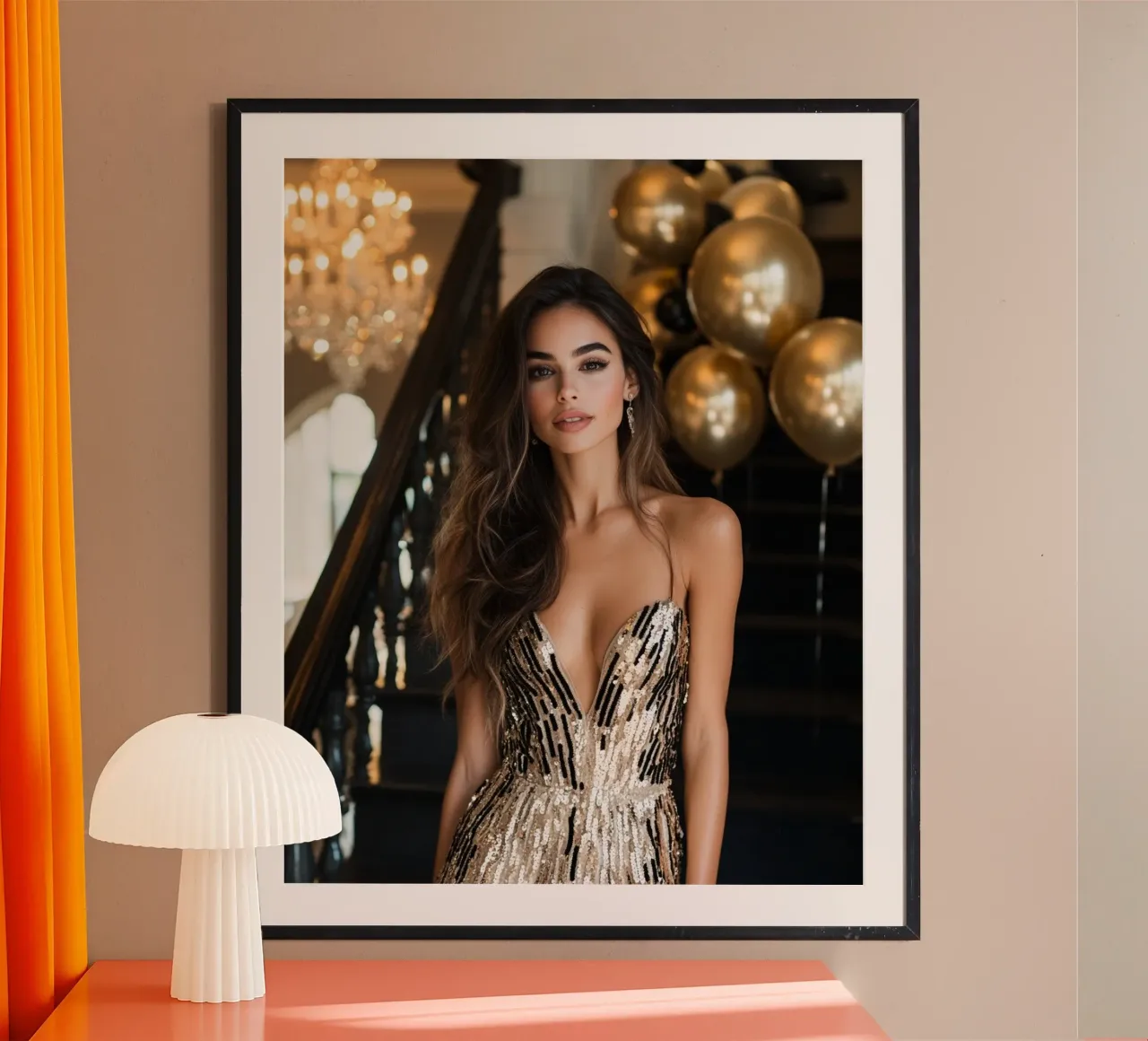 Bagliore glam poster con telaio in legno da PhotoVibe Decor