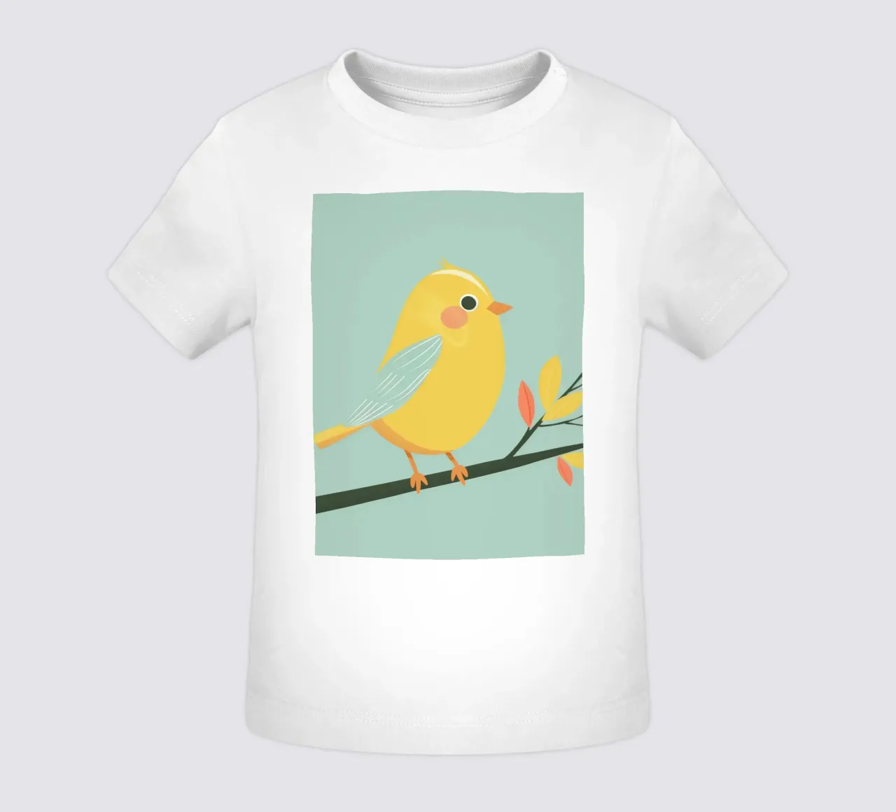 Sonniger Kanarienvogel auf Zweig mit buntem Gefieder Baby T-Shirt von DesignDoodle