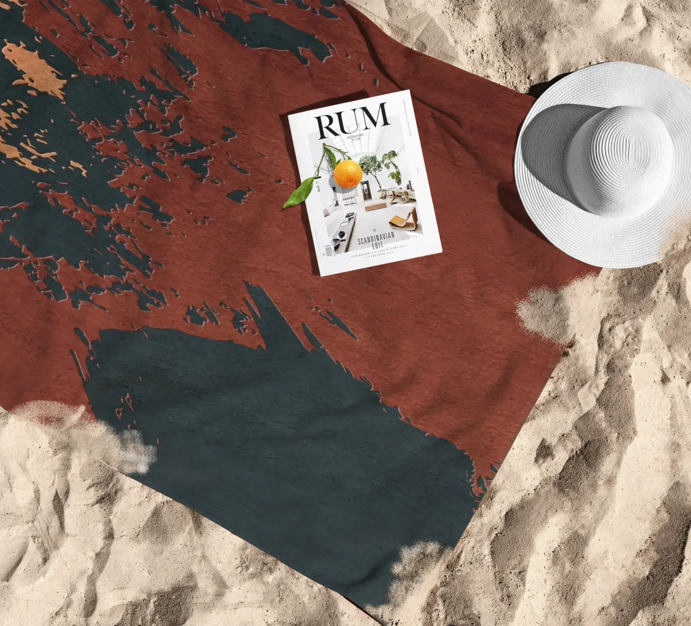 red abstract texture telo mare da vintageshop