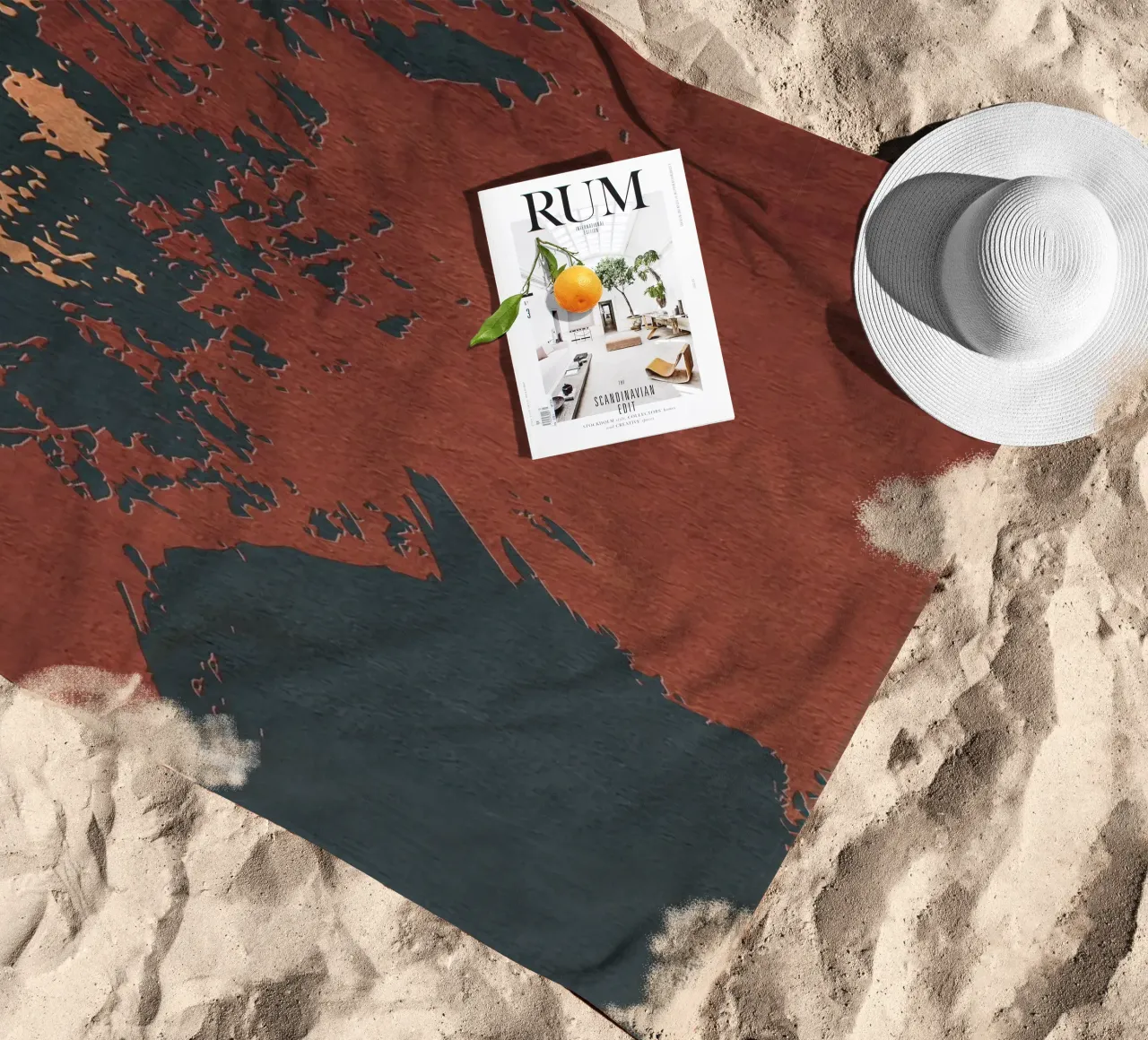 red abstract texture telo mare da vintageshop