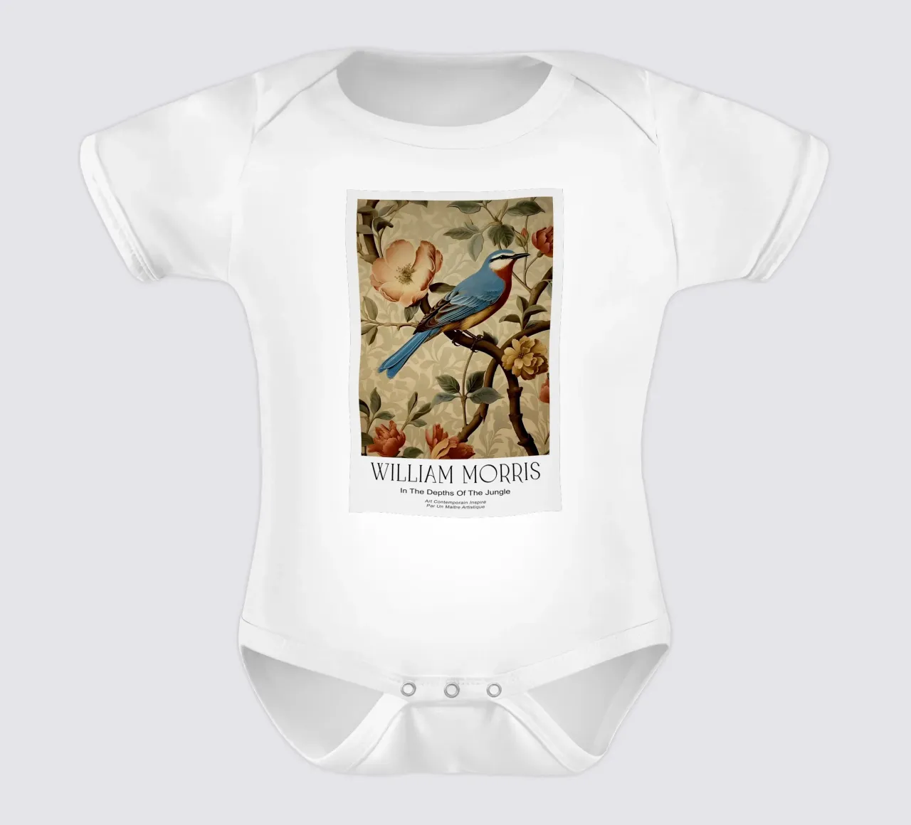 Uccello blu floreale botanico body neonato maniche corte da Turner Kyle