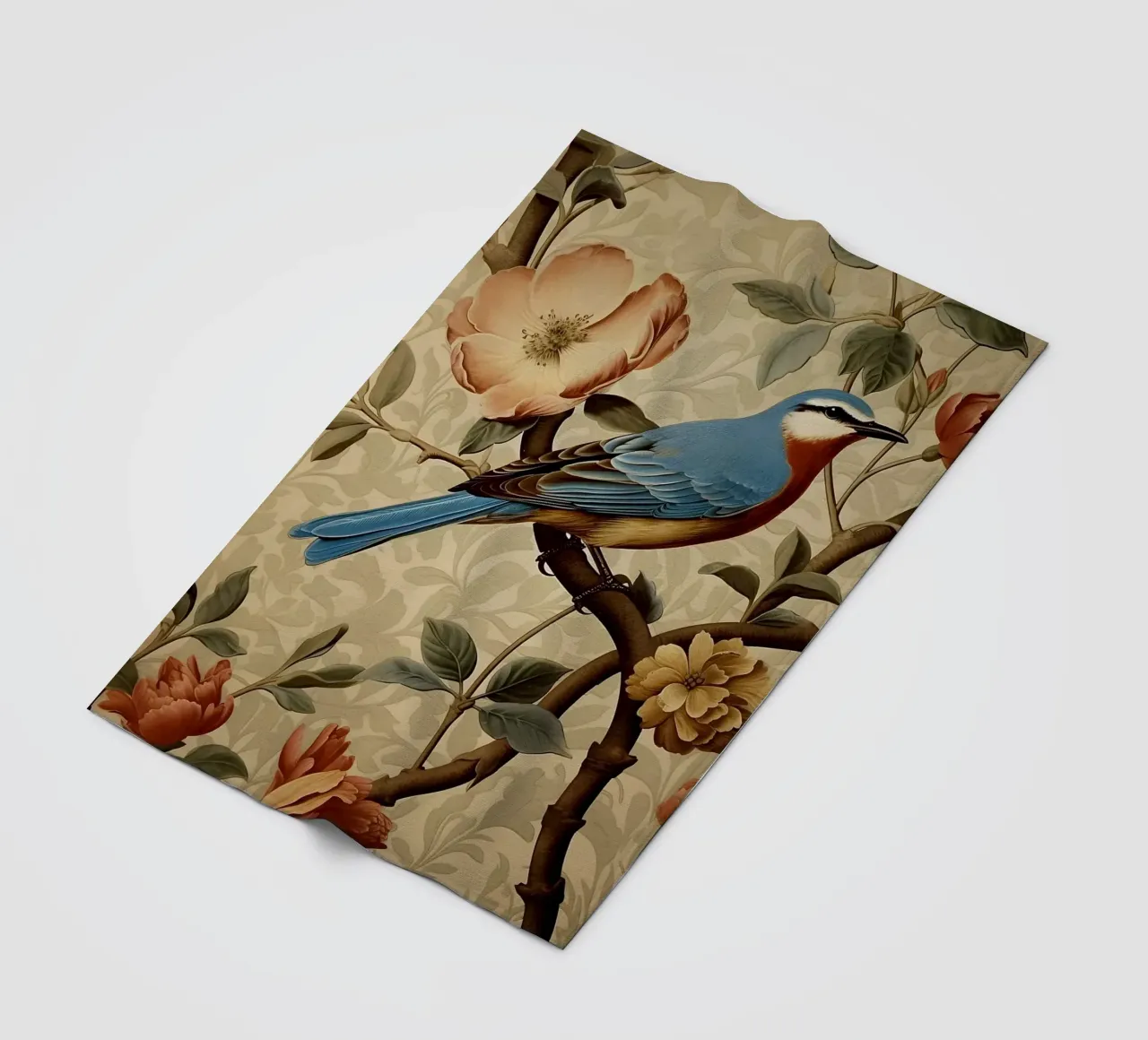 Uccello blu floreale botanico coperta in pile da Turner Kyle