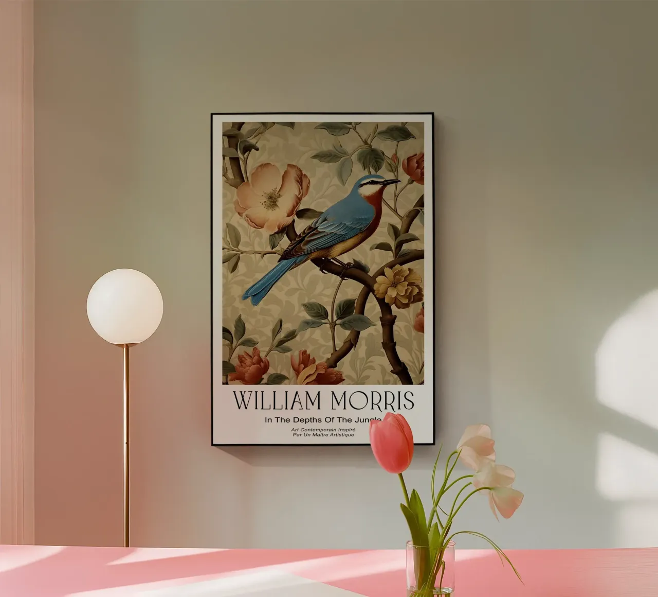 Uccello blu floreale botanico plexiglass da Turner Kyle