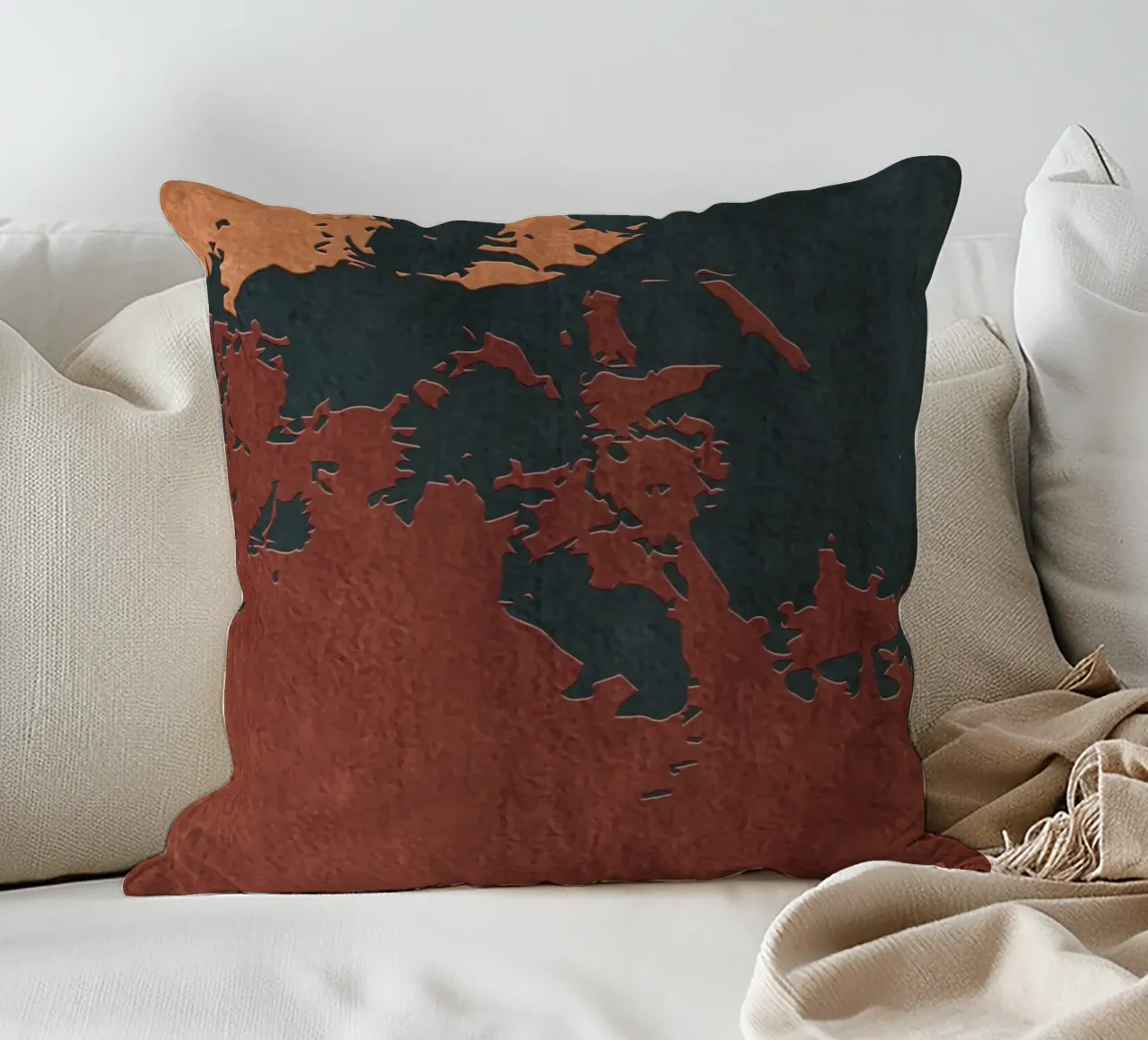 red and black abstract texture cuscino da vintageshop