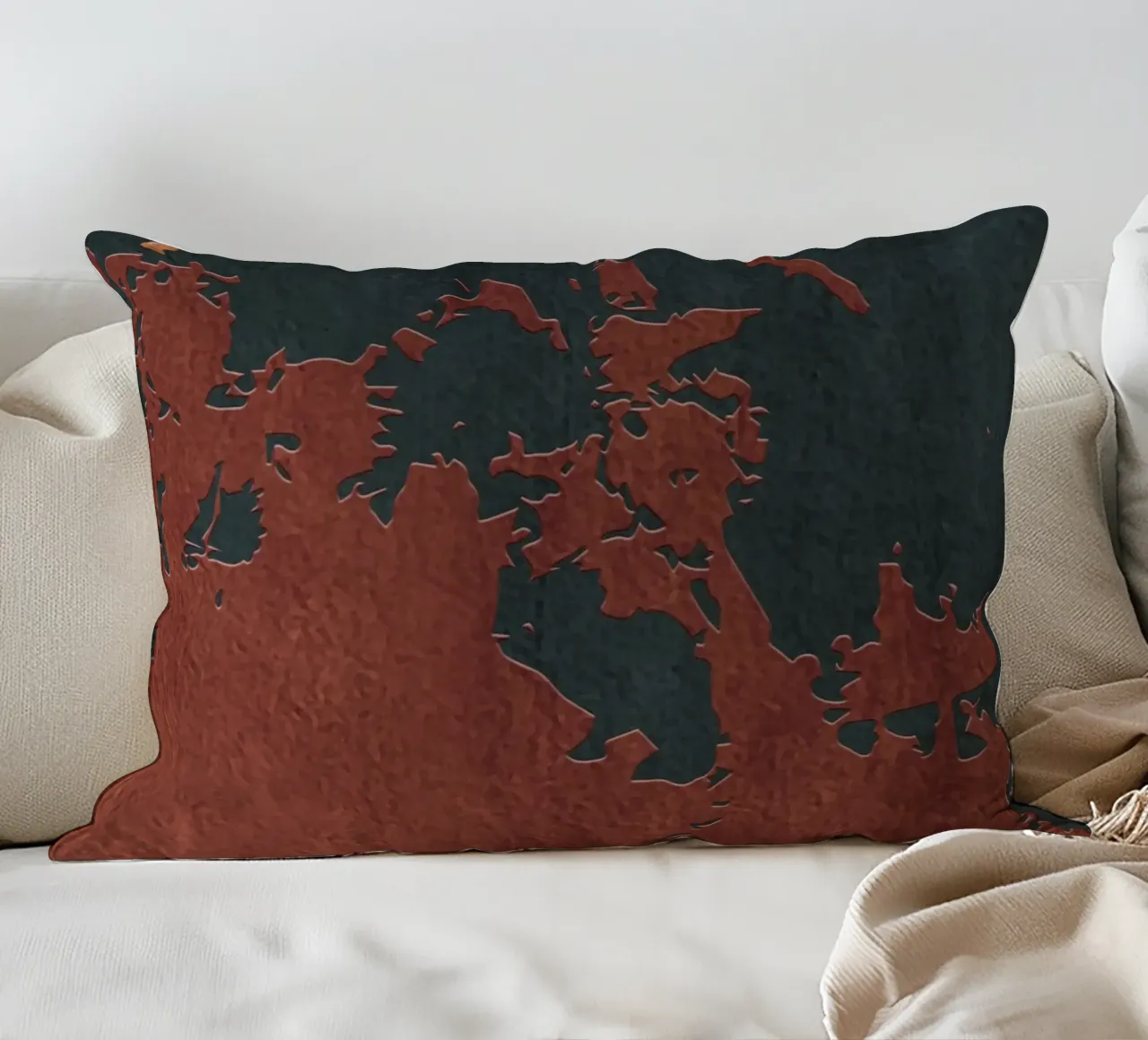 red and black abstract texture cuscino da vintageshop