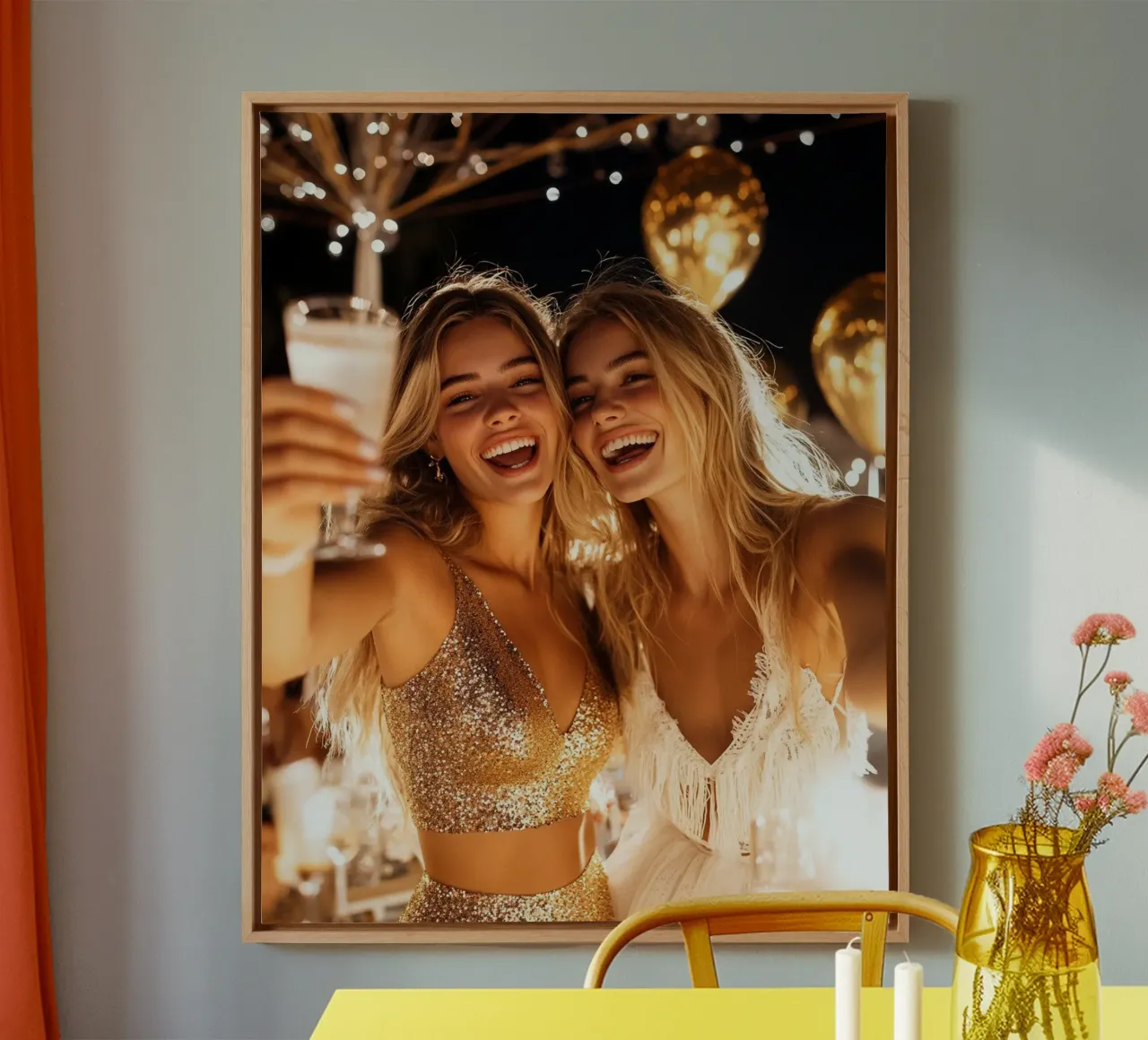 Glam Glow canvas with Floater frame by PhotoVibe Decor