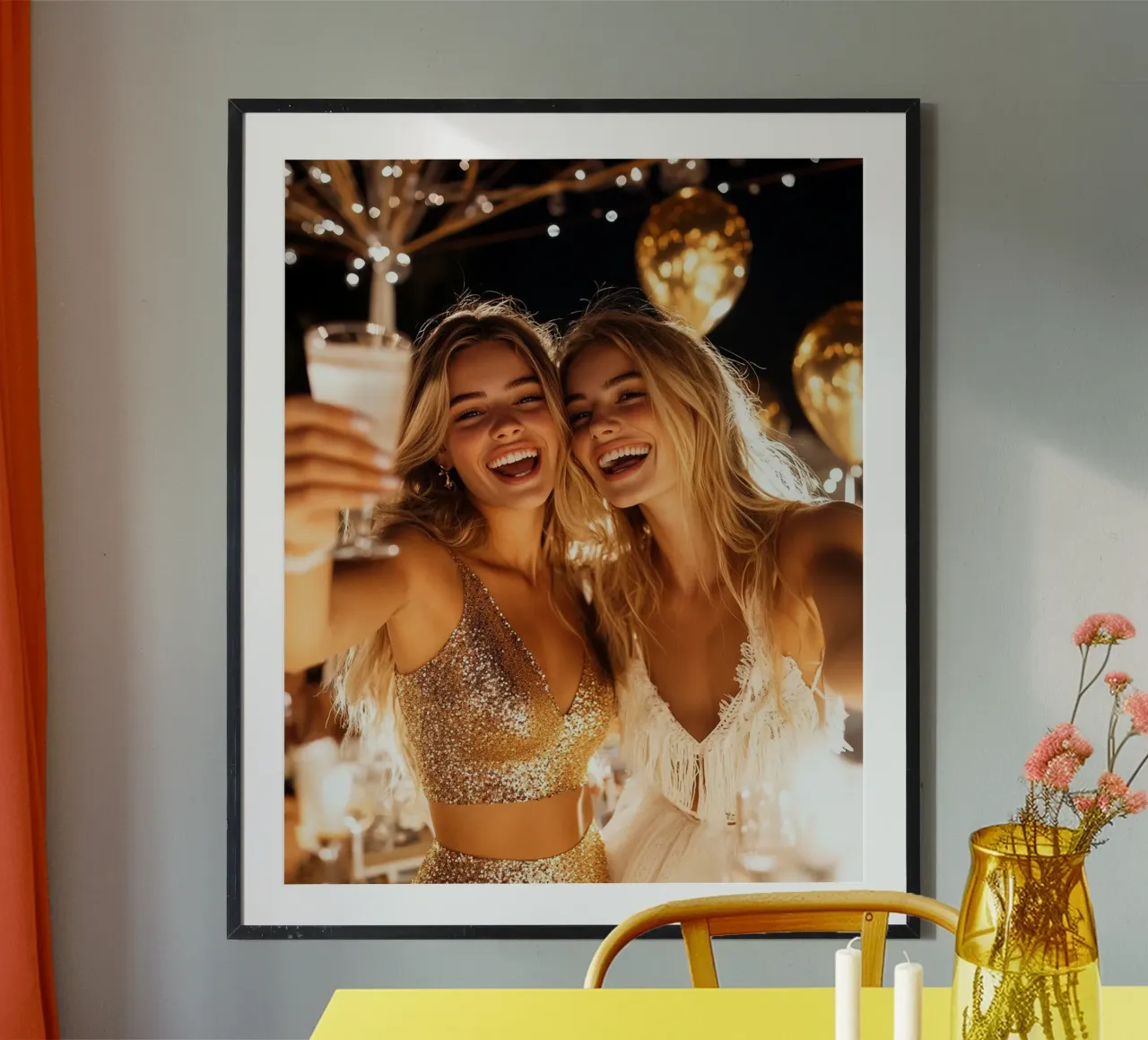 Bagliore glam poster con telaio in legno da PhotoVibe Decor
