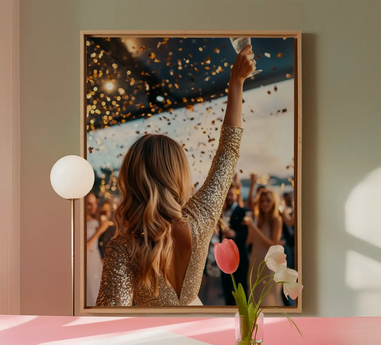 Glam Glow canvas with Floater frame by PhotoVibe Decor