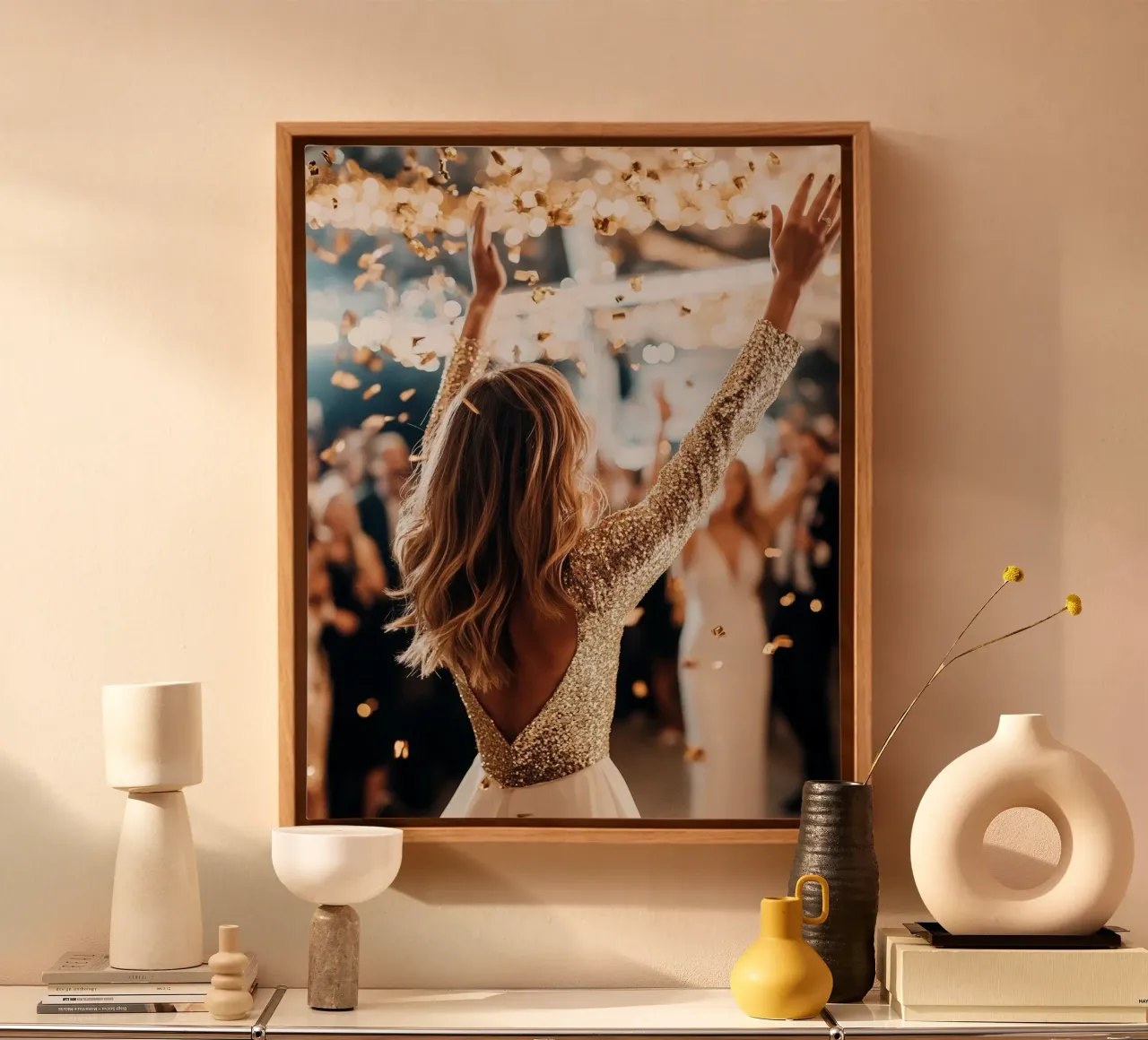 Glam Glow canvas met Baklijst van PhotoVibe Decor