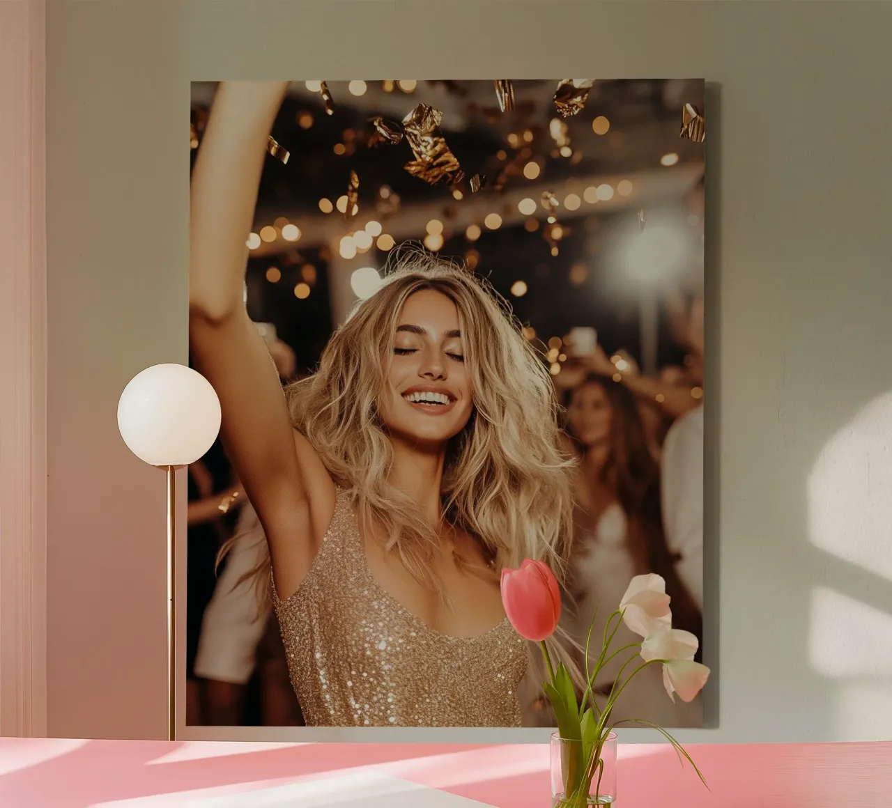 Glam Glow canvas with Floater frame by PhotoVibe Decor
