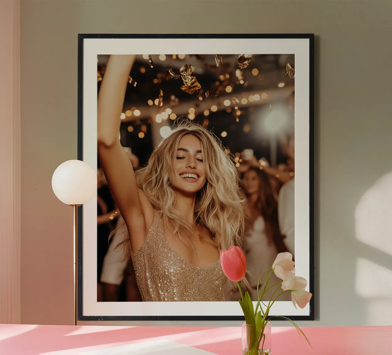 Bagliore glam poster con telaio in legno da PhotoVibe Decor