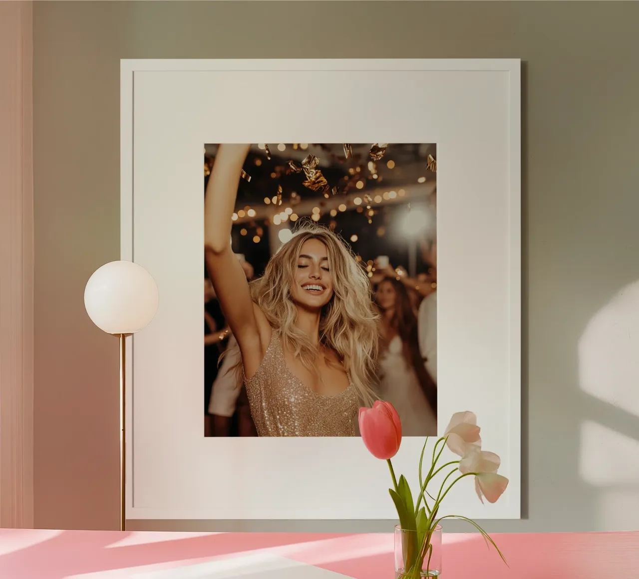 Bagliore glam poster con telaio in legno da PhotoVibe Decor